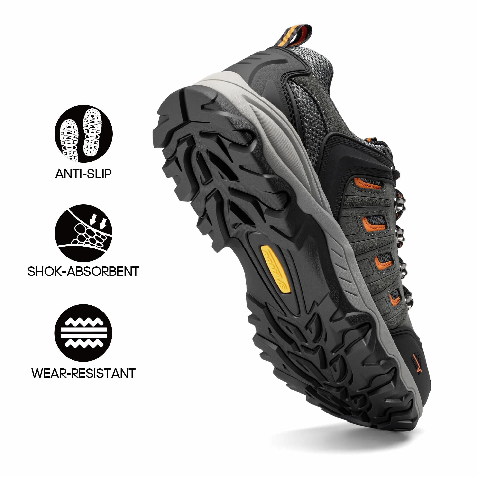 NORTIV 8 Męskie wodoodporne buty turystyczne, skórzane, niskie buty turystyczne do aktywności na świeżym powietrzu, trekkingu, na kemping, spacery
