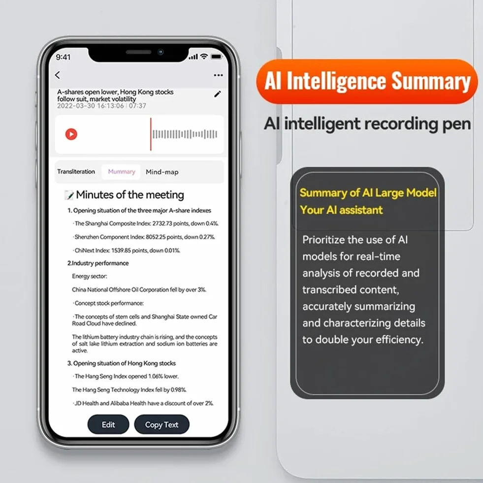 ChatGPT-4 Mini Dyktafon Rozmowy Telefonicznej Zasilany przez AI Espia APP Sterowanie Audio Translator 64GB dla iOS Android