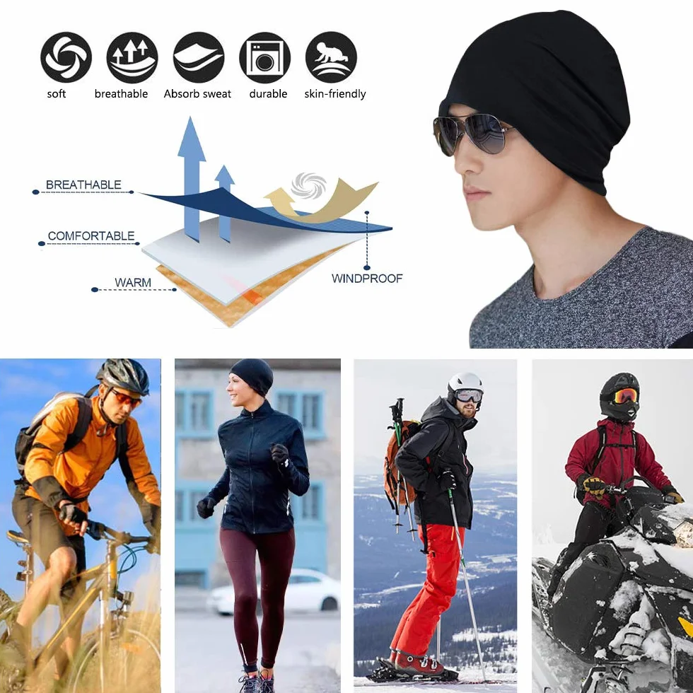 Slouchy Beanie czapka - Chemo Cancer nakrycie głowy z bawełny, czapka do spania, turban, nakrycie głowy, muzułmańska chusta na głowę dla kobiet i mężczyzn