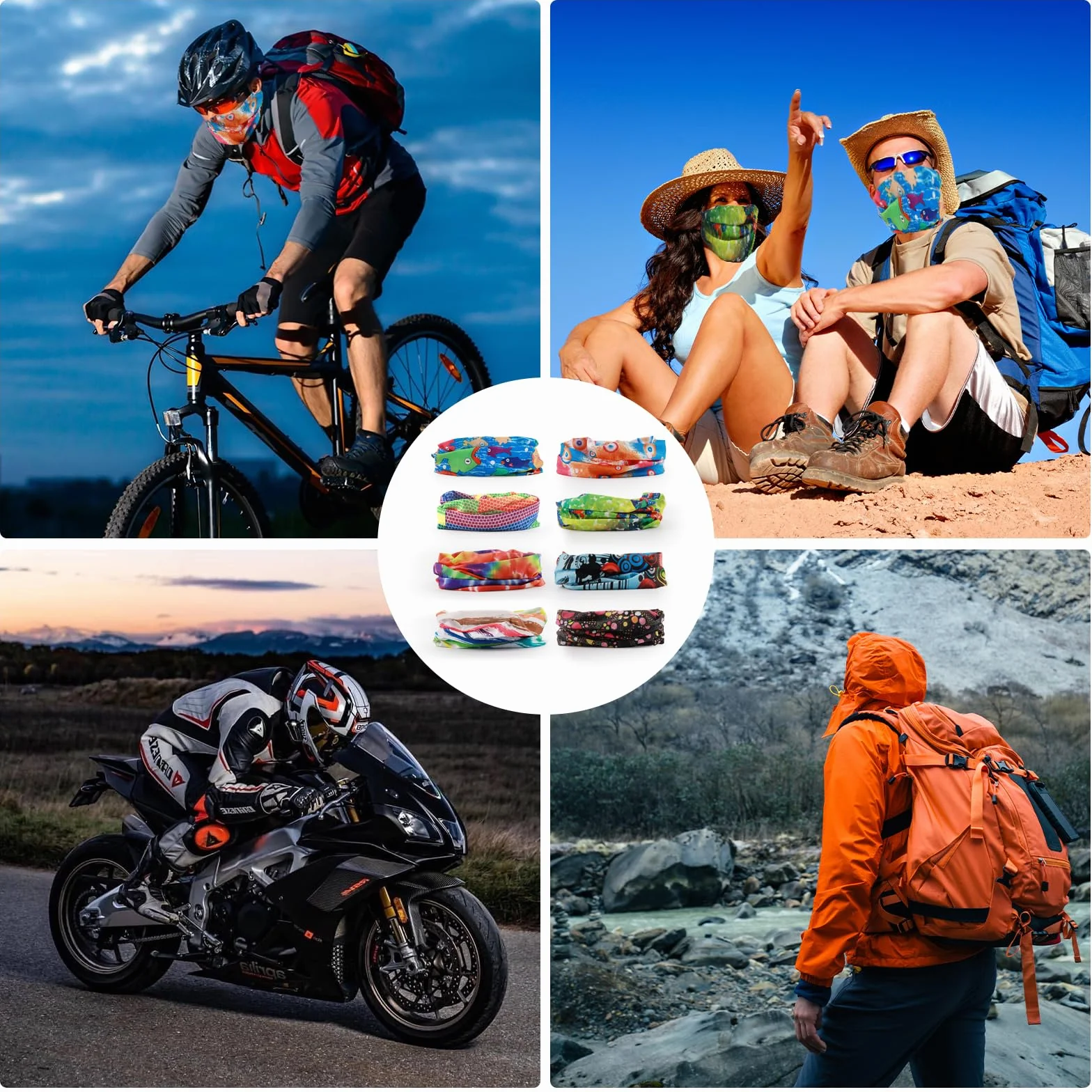 8 sztuk wielofunkcyjnych chust, szalik, magiczny, bezszwowy, bandana, chusta na głowę, unisex, do aktywności na świeżym powietrzu, wielofunkcyjna chusta sportowa, miękka i wygodna, maska na