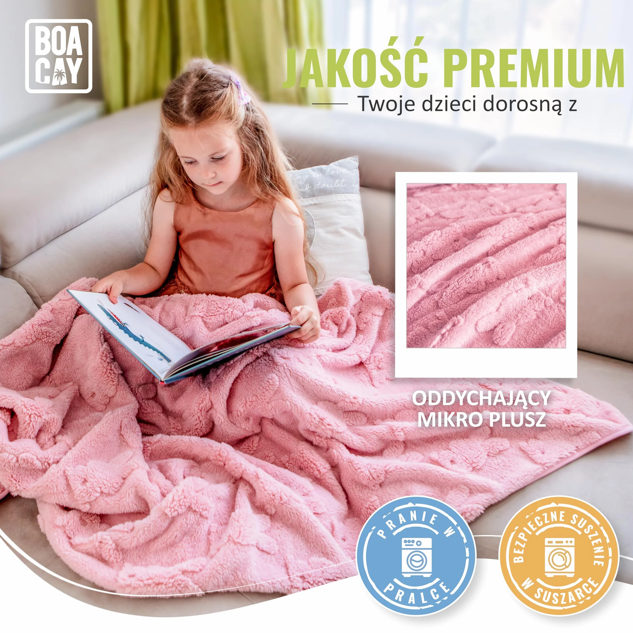 BOACAY Podróżna Kocówka Dla Maluchów do Użytku w Samolocie, Samochodzie - Miękki Koc na Rzucanie dla Dzieci na Opiekę Dziennej - Poduszka dla Dziewczynek, Chłopców z Klipem na Plecak, Rękaw na Bagaż