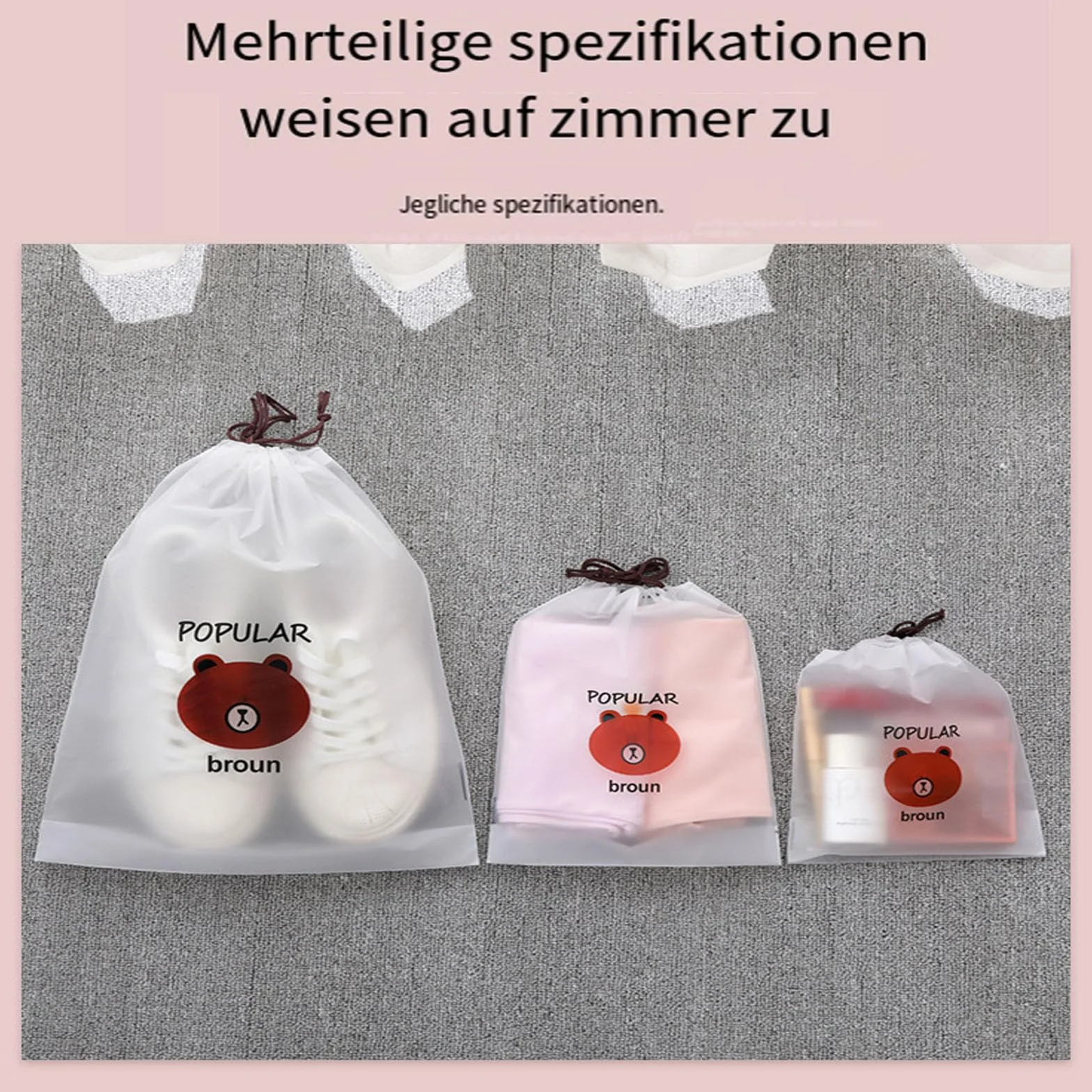 Worki na buty z polietylenu, 10 sztuk, ze ściągaczem, 30 x 40 cm i 20 x 30 cm, zestaw toreb na buty podróżne, organizer do walizki, zestaw wielofunkcyjnych toreb do przechowywania, biały, 10, worek do