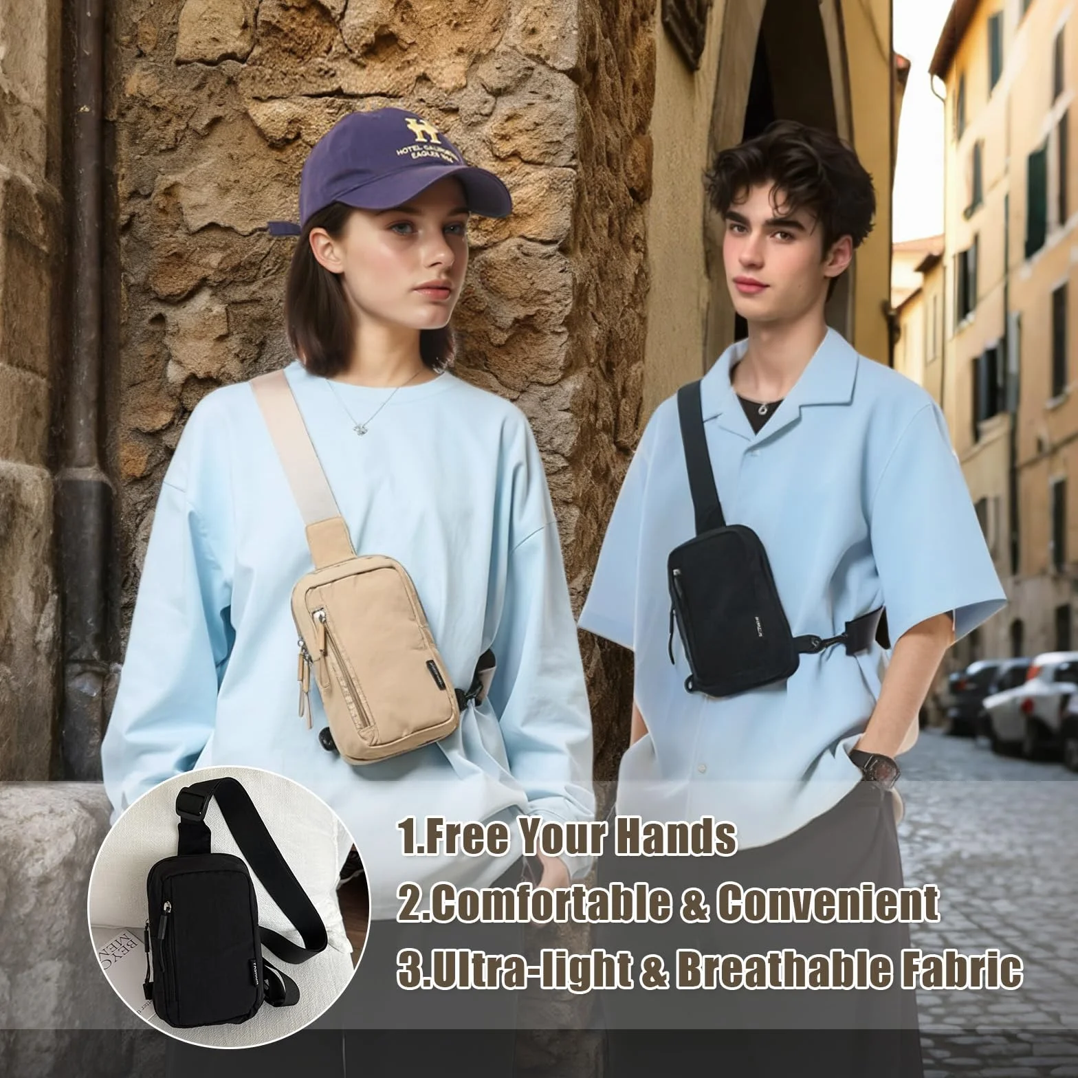 flintronic Torba na ramię, Sling Chest Crossbody Bag, Wodoodporna torba na ramię, Torba messenger, Torba na klatkę piersiową, Crossbag, dla mężczyzn i kobiet, do podróży, wędrówek, jazdy na rowerze