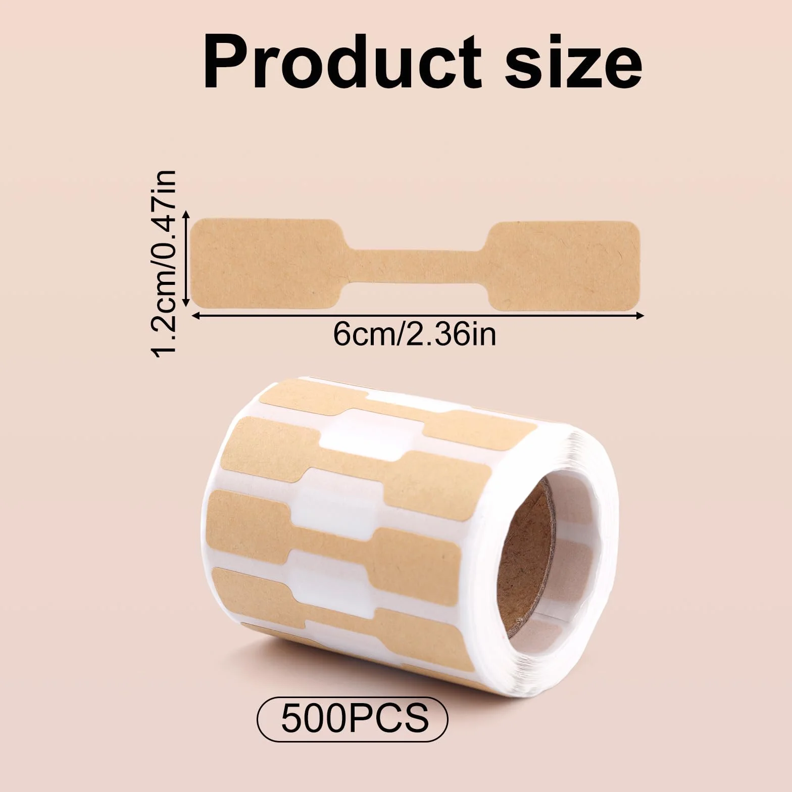 Tinoaly 2 Rolki/1000szt Etykiety Cenowe na Biżuterię, Samoprzylepne Etykiety z Papieru Kraft Puste Etykietys Biżuterię Naklejki na Naszyjniki Bransoletki Kolczyki Pierścionki