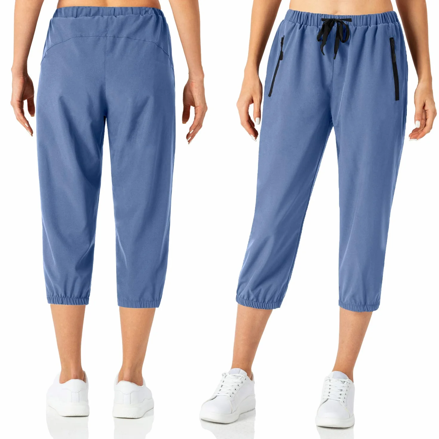 Butrends Lekkie spodnie jogger capri damskie szybkoschnące spodnie treningowe 3/4 fitness krótkie spodnie do biegania Casualowe spodnie trekkingowe z kieszenią