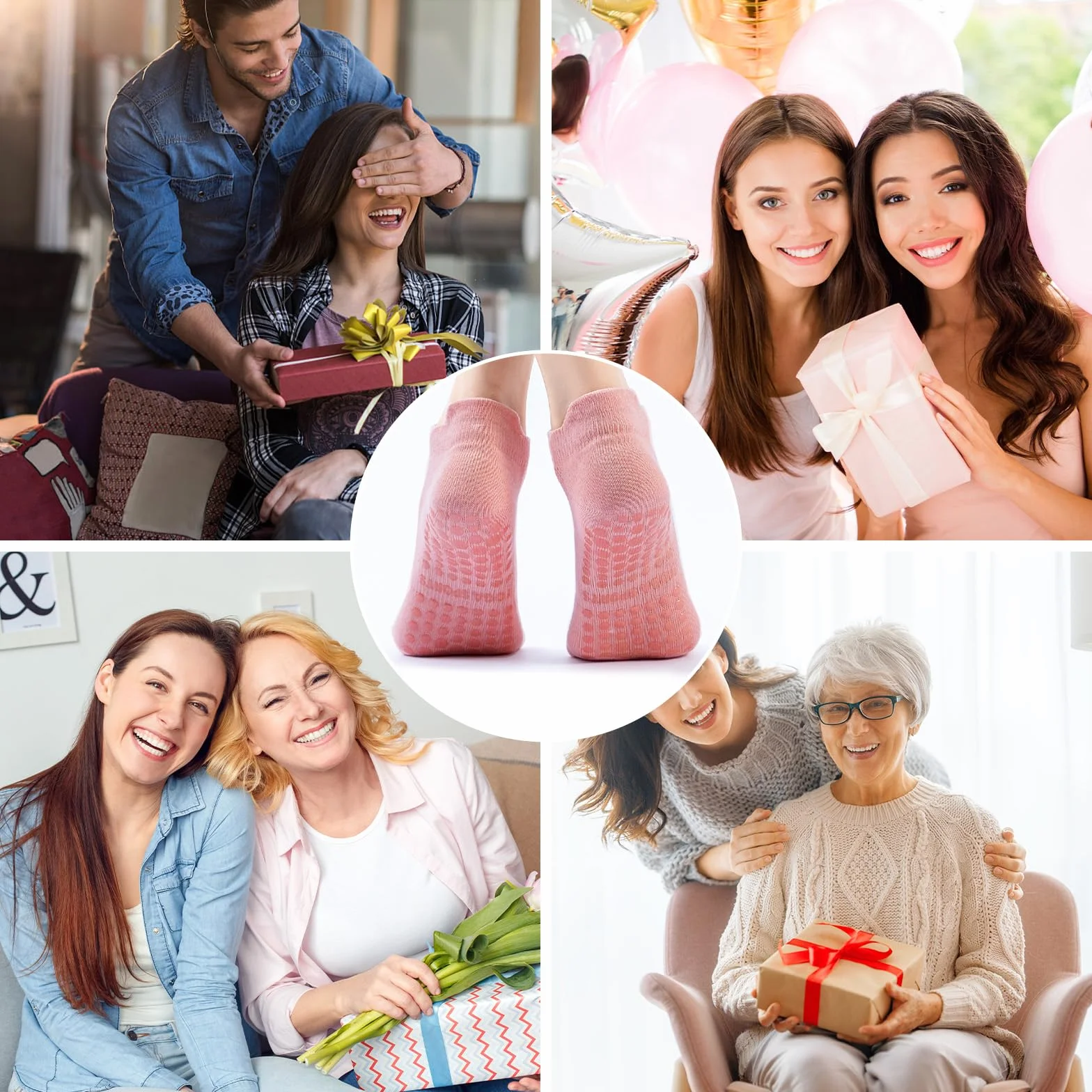 flintronic 5 par skarpet do jogi dla kobiet z uchwytami, antypoślizgowe, oddychające skarpety do baletu, pilatesu, tańca, fitnessu, treningu, jeden rozmiar, Rozmiar uniwersalny