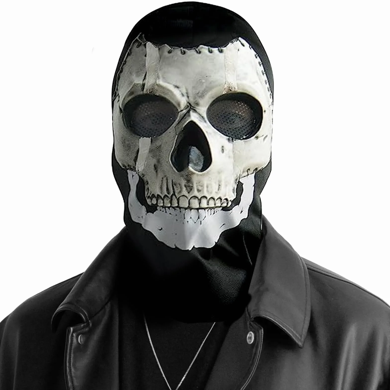 Jognee COD maska ducha, czaszka, maska na Halloween, maska z trupią czaszką, straszna pełnotłowa, szkieletowa maska 3D, wykonana z naturalnego lateksu, na imprezę Cosplay, Halloween, imprezę, trupia