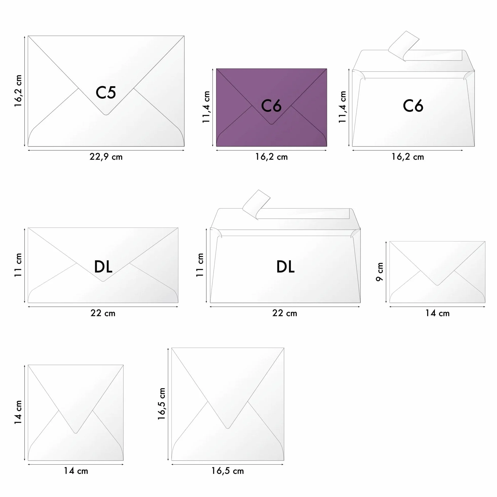 Lalo 21000L – Zestaw 20 kopert zaklejanych na mokro 11,4x16,2 cm, 125g – papier Vélin pur coton (czysty bawełniany welin), kolor kremowy
