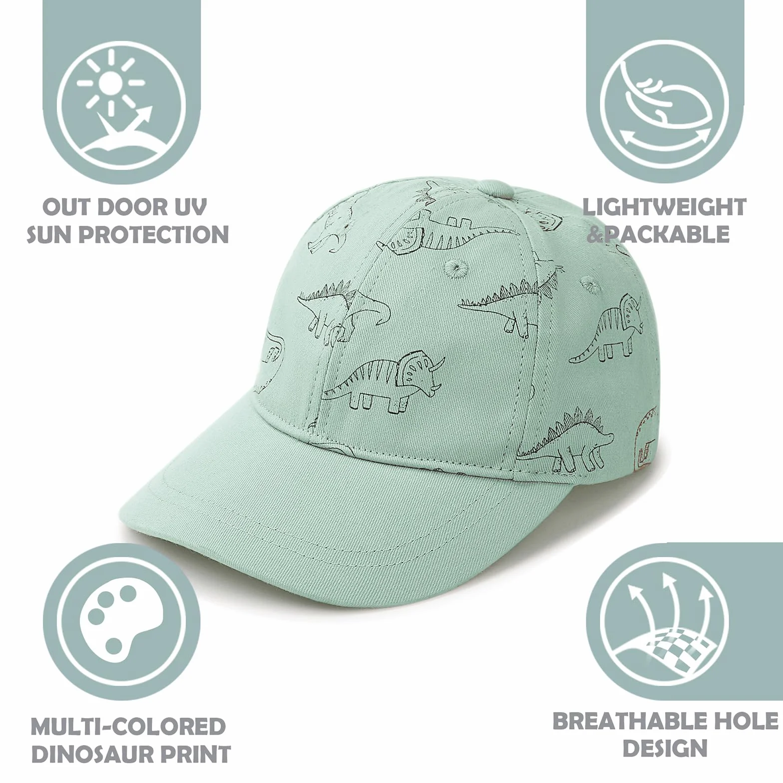 DRESHOW Maluch Bejsbolówka Czapka Dziecko Słońce Czapka Urocze Dinozaur Wzór Czapki Unisex Dziecko Trucker Czapki Niemowlę Maluch Dziecko Czapki dla Chłopcy Dziewczynki