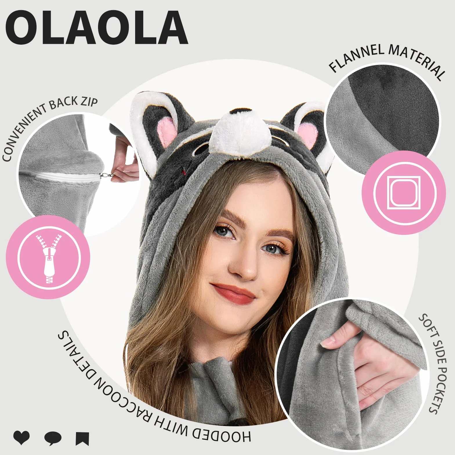 OLAOLA Onesies dla dorosłych, uniseks, nowość piżama, kostium na Halloween, miękka, wygodna odzież domowa, bielizna nocna, jednoczęściowa piżama, cosplay