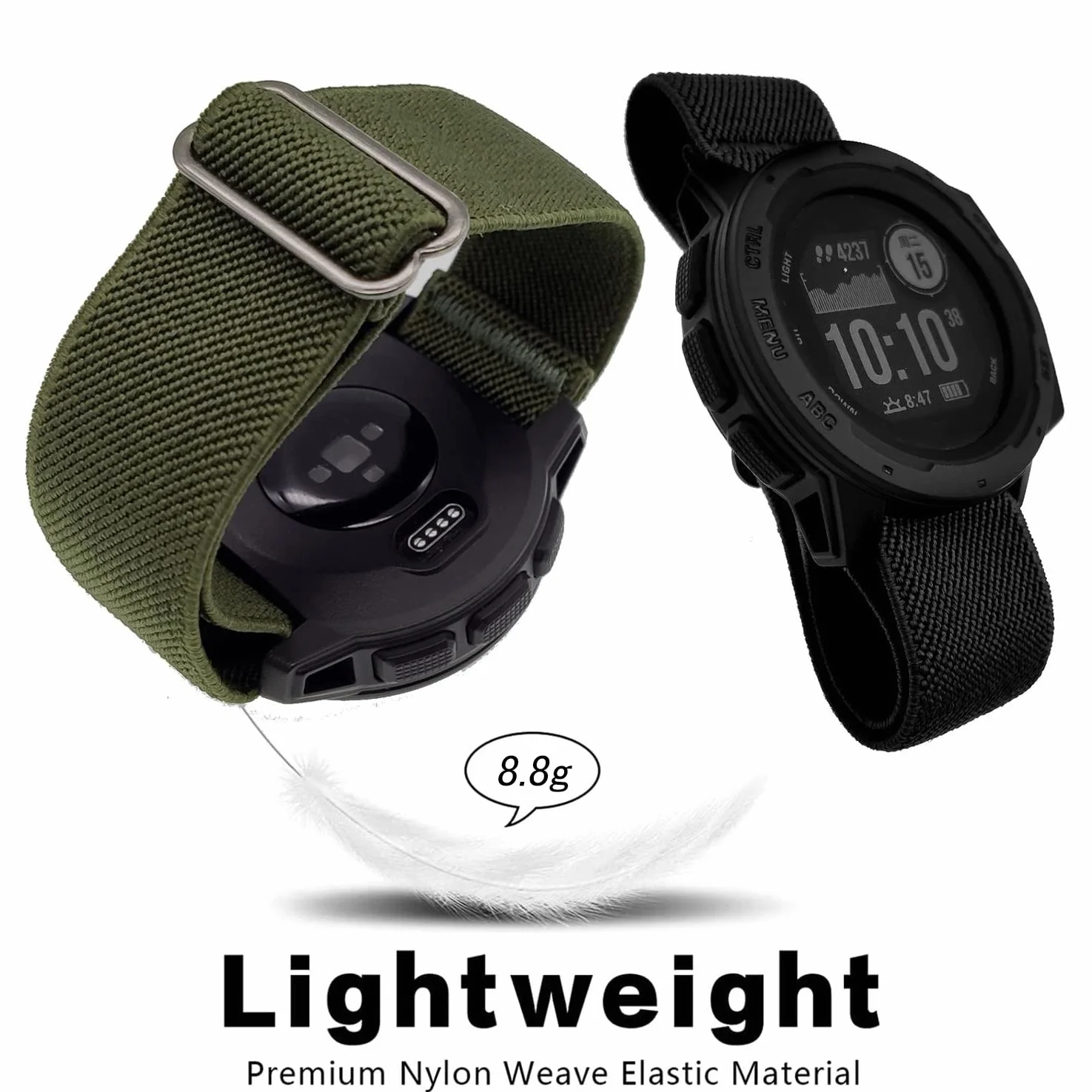 YOOSIDE Garmin Instinct 2 Solar elastyczny pasek do zegarka, 22 mm, ultralekki, rozciągliwy, nylonowy pasek do zegarka z klamrą, instynkt taktyczny, falowy, instynkt e-sportowy