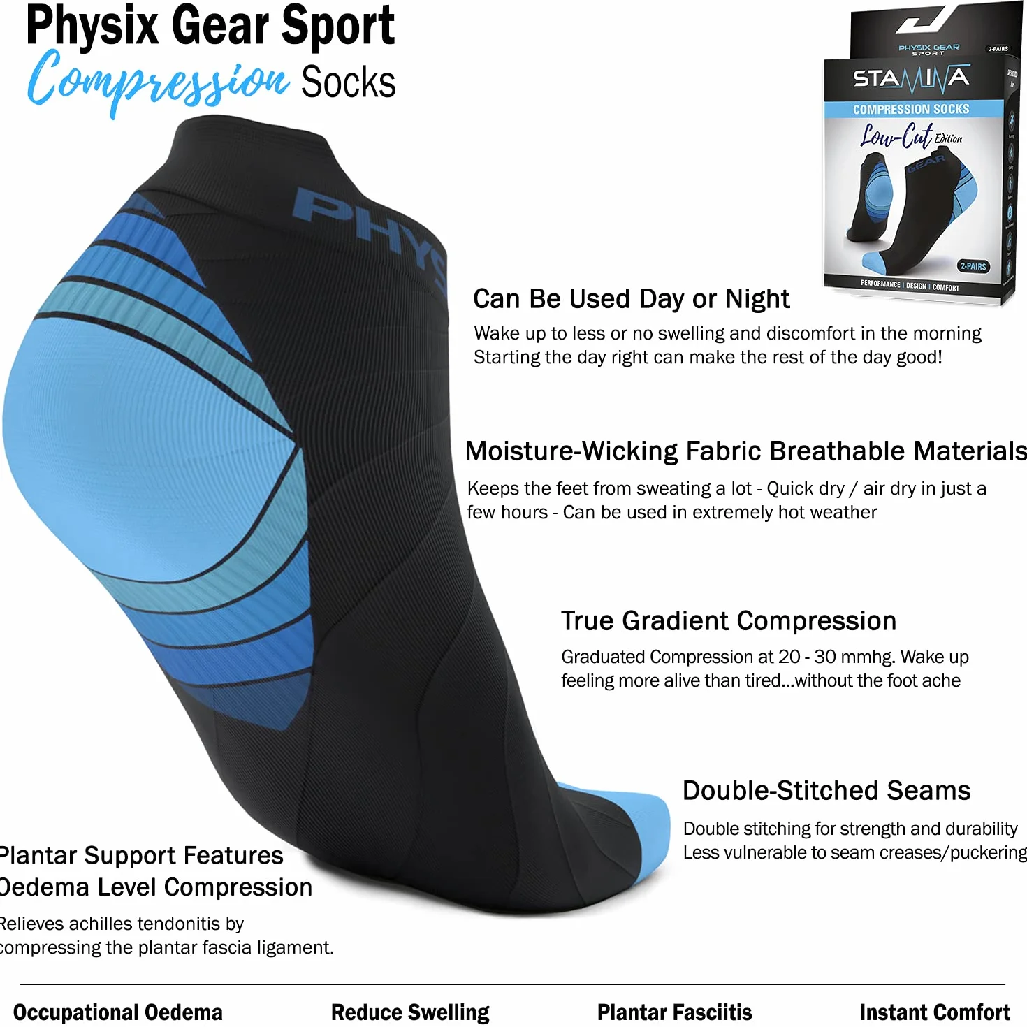 Physix Gear skarpety do biegania dla kobiet i mężczyzn, skarpety kompresyjne do podróży samolotem, alternatywa dla skarpet podtrzymujących, skarpety regeneracyjne, skarpety sportowe