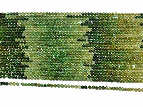 Naturalny AAA + Multi zielony turmalin 2 mm-3 mm fasetowane okrągłe luźne perły | 13 cali plaża | zielone turmalinowe koraliki z kamieni szlachetnych, ma?y, turmalin, Turmalin