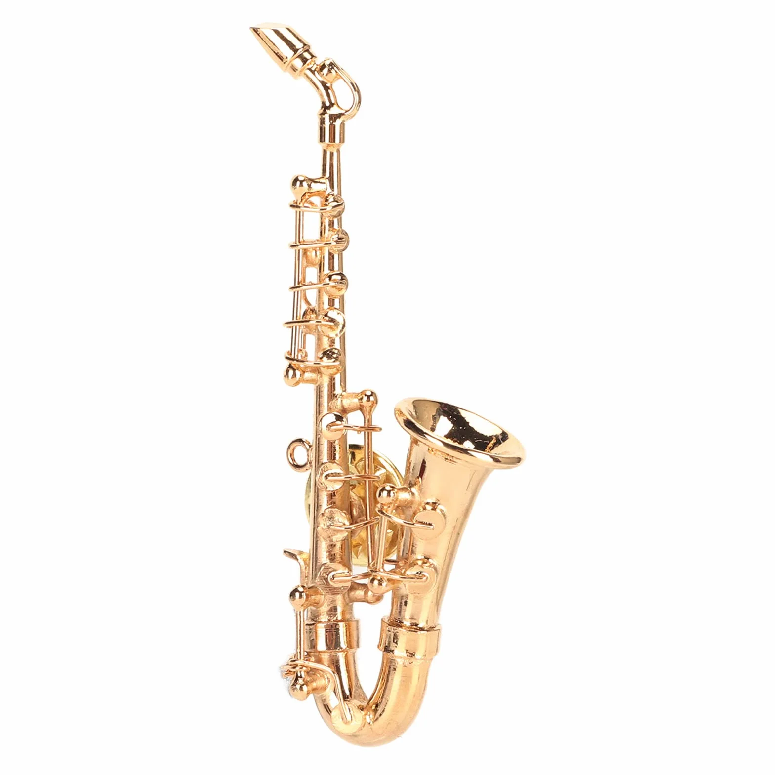 Focket Broszka na instrumencie muzycznym, 4 cm miniaturowa modna broszka na saksofon, przenośna mosiężna przypinka do klapy z czerwonym aksamitem podszyta na muzyczny,