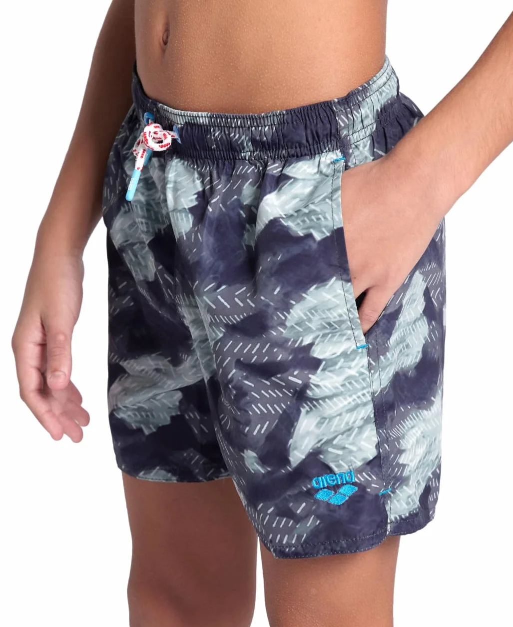 Arena Boy's Water Prints Bokserki plażowe Ao Short, Asfalt-multi, 6-7 lat