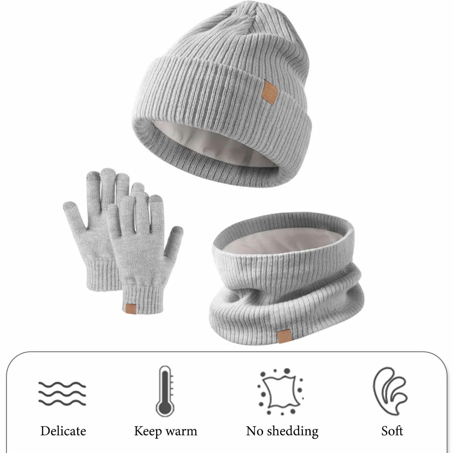 SSKHE Dziecięca czapka zimowa szalik rękawiczki zestaw ciepła termiczna dzianinowa czapka beanie, ocieplacz na szyję, rękawica, miękka podszewka z polaru, elastyczna dla dzieci w wieku 5-12 lat