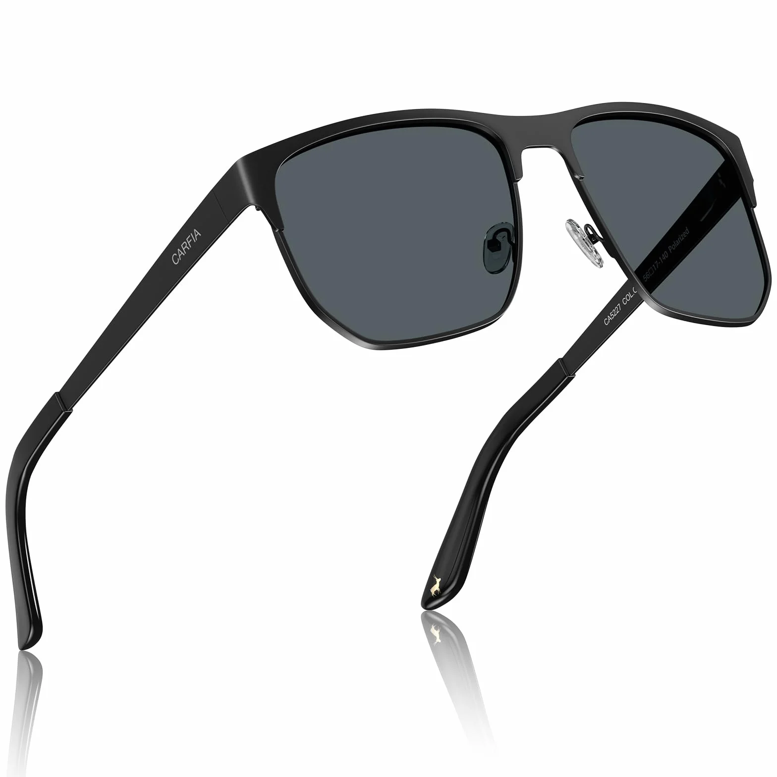 CARFIA Męskie okulary przeciwsłoneczne z polaryzacją, UV400 Retro Metalowe prostokątne okulary przeciwsłoneczne do jazdy i wędkowania CA5227