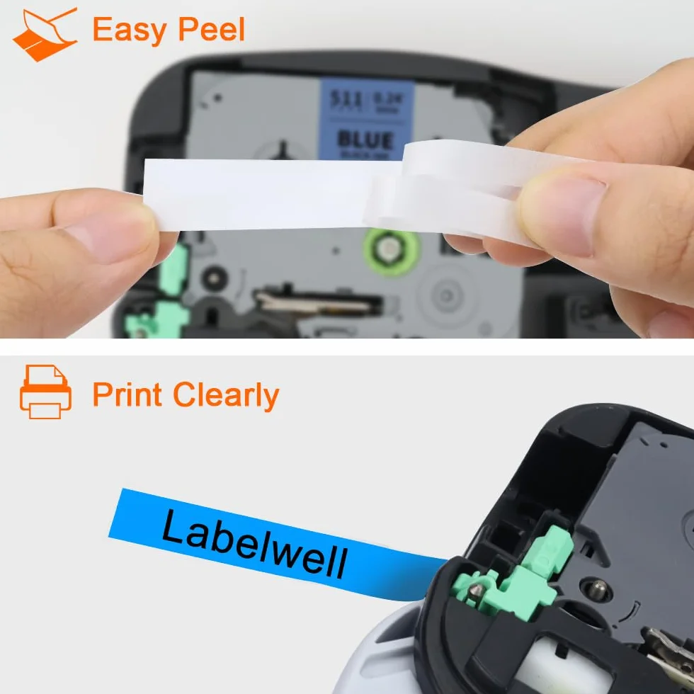 Labelwell kompatybilny z taśmami Brother P-touch TZe-211 TZe-111 TZe-411 TZe-511 TZe-611 TZe-711 taśma etykietowa 6 mm Taśma laminowana do Brother Ptouch H105 H107B 1000 H100LB E110 D210 D400 D600
