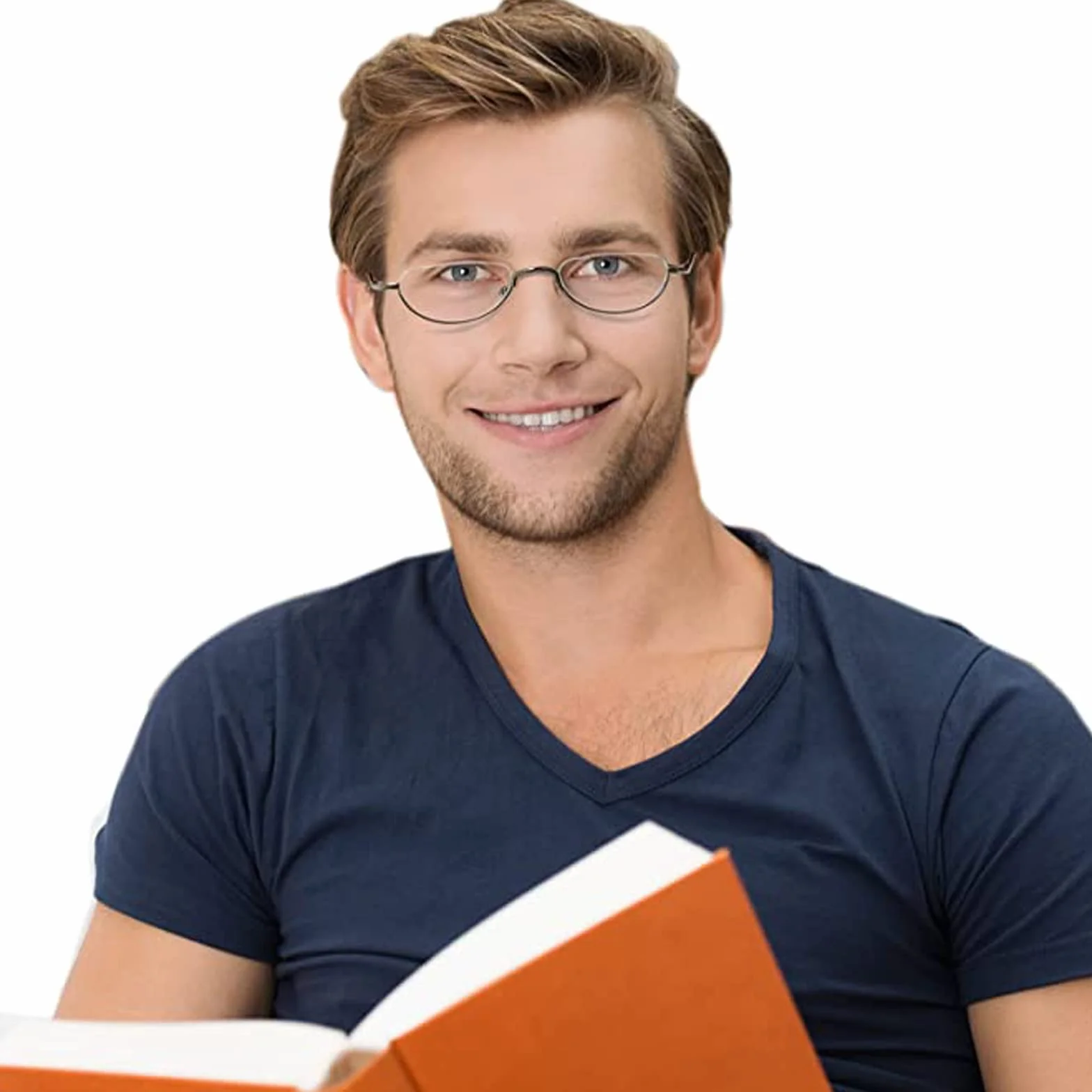Hubeye Metalowe okulary do czytania z półksiężycem dla kobiet i mężczyzn sprężynowe zawiasy małe okulary do czytania