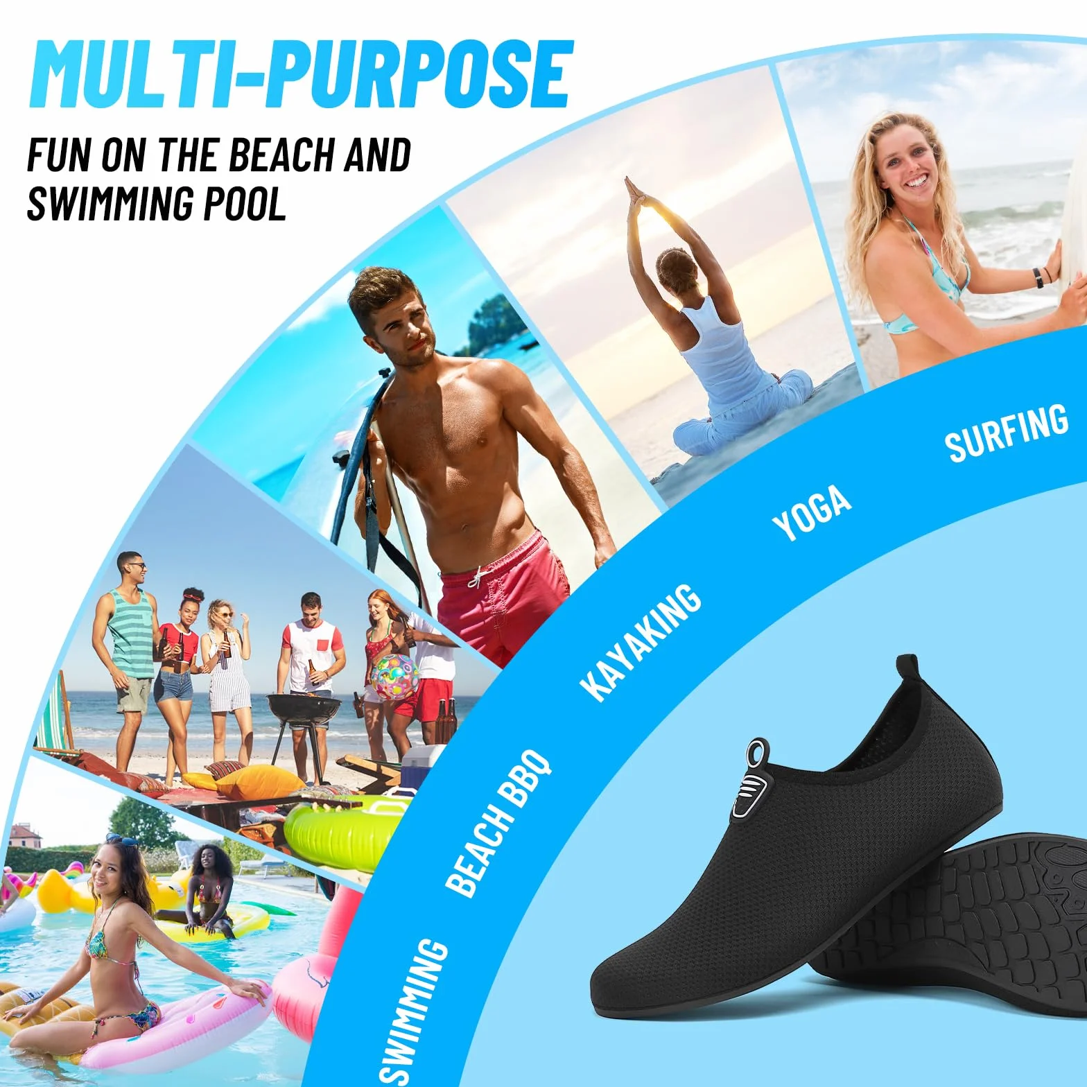 Buty do Wody Water Shoes Buty do SportóW Wodnych Lekkie Buty do PłYwania Buty PlażOwe Buty do Jogi Buty do Surfowania dla Kobiet I MężCzyzn, Rozmiar 34-47EU