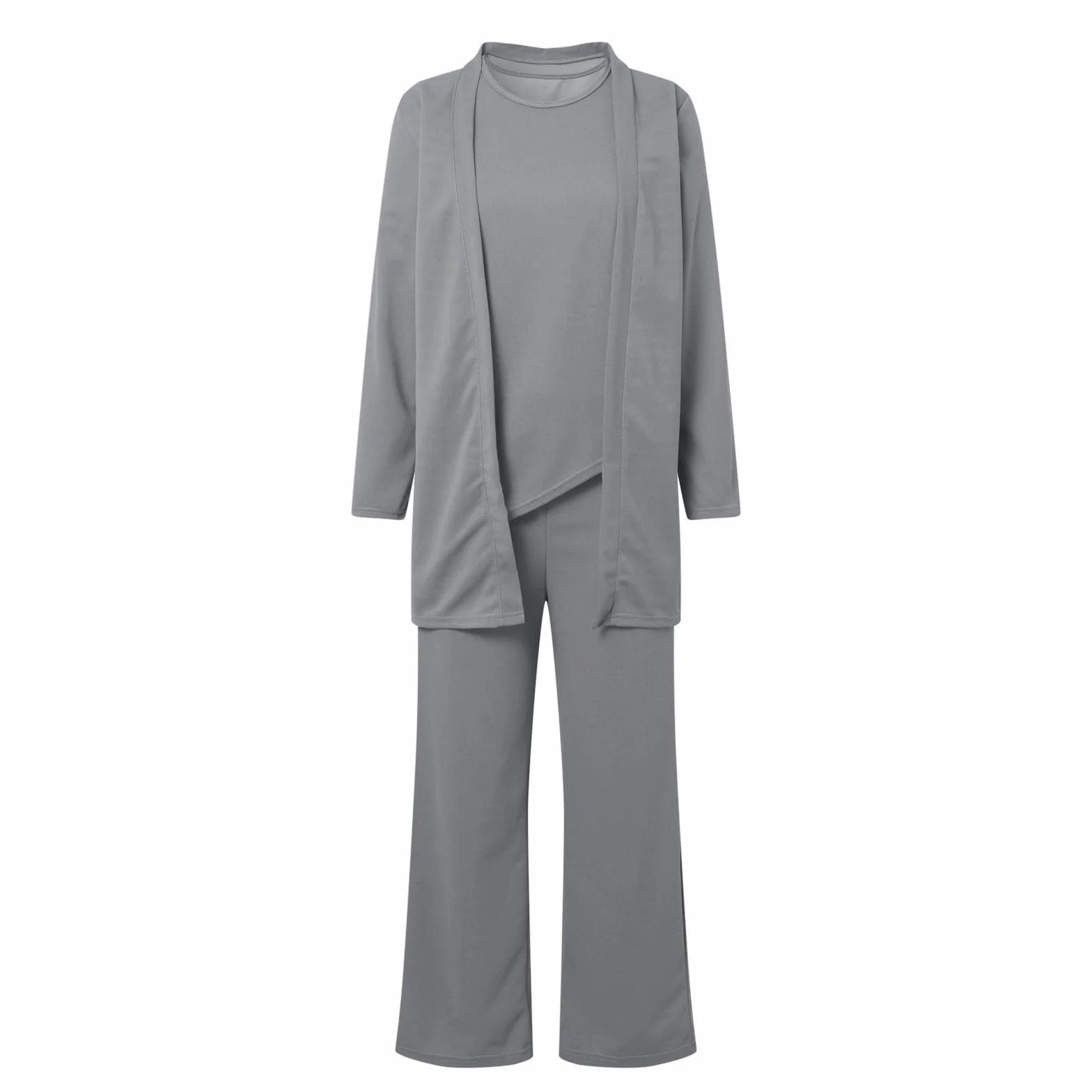 Strój lotniskowy damski elegancki trzyczęściowy dres treningowy, top z długim rękawem ze spodniami z szerokimi nogawkami, codzienna odzież biznesowa, modny kardigan bez rękawów i spodnie, dresy stroje