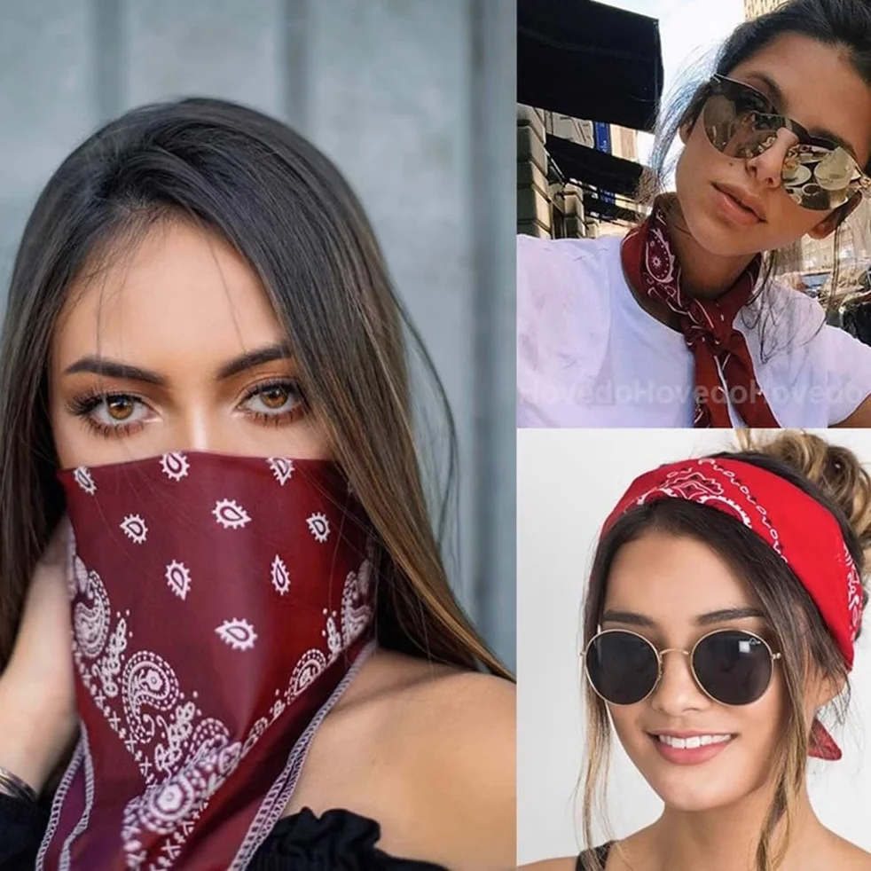 Fc'Noqgn Bandany, 3-pak bandany dla mężczyzn i kobiet, fantazyjne bandany, nakrycia głowy, bandany na nadgarstek, bandany motocyklowe, czarne, białe i czerwone