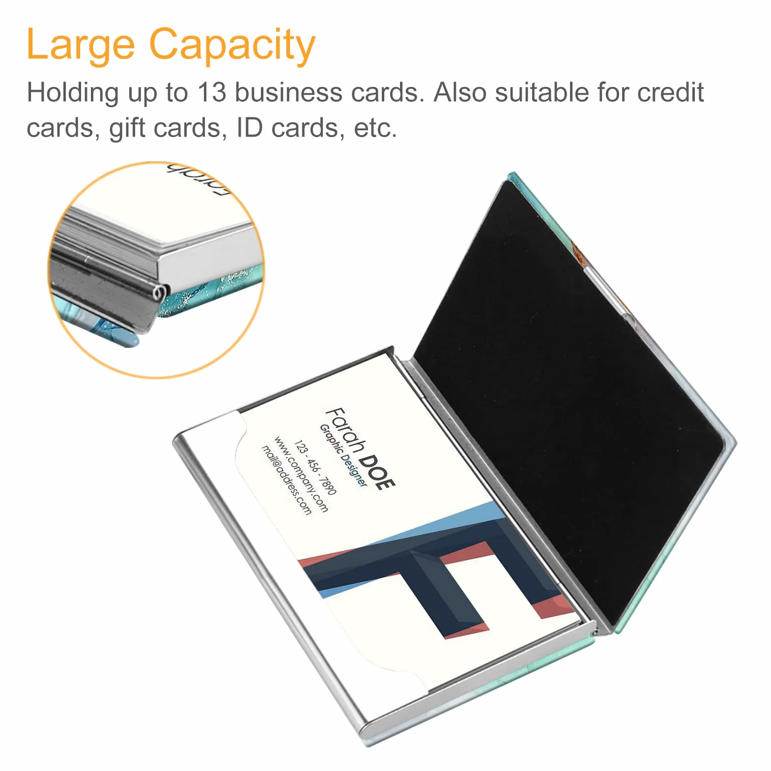 Fintie Business Card Holder, Premium Vegan Leather Coated Stainless Steel Professional Slim Name Card Case Organizer dla mężczyzn i kobiet