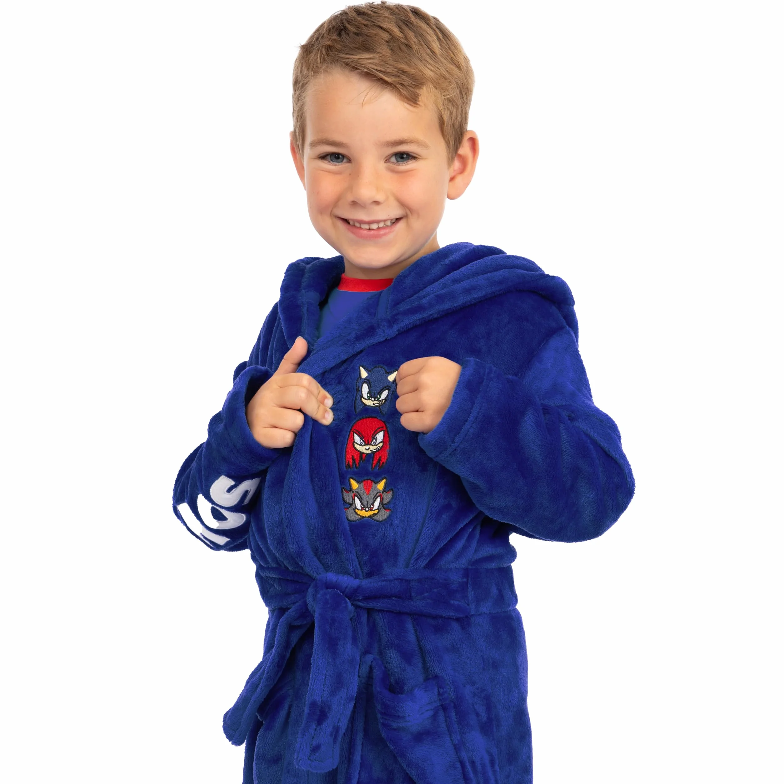 Szlafrok Sonic The Hedgehog Boys, polarowy szlafrok Sonic Kids z uszami 3D