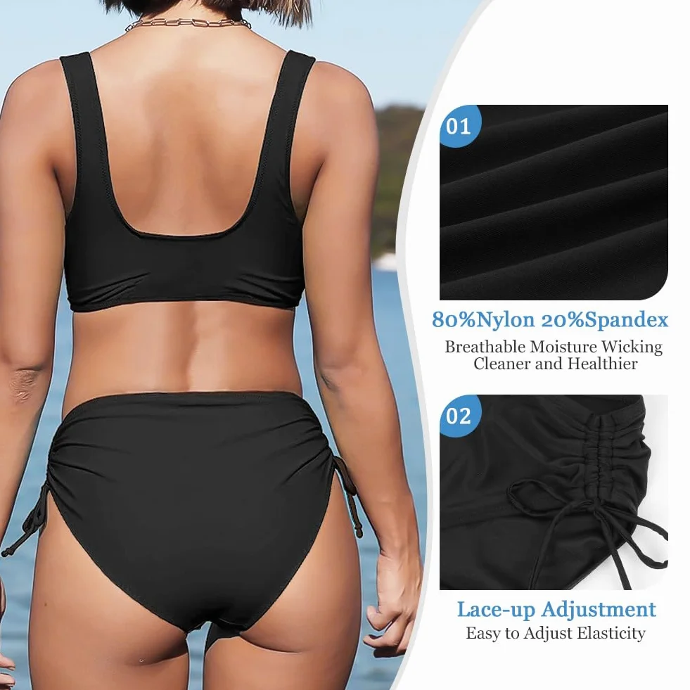 flintronic Damskie spodnie od bikini, wysokie stany, damskie szorty kąpielowe, majtki bikini, spodnie bikini, kontrola brzucha, na lato