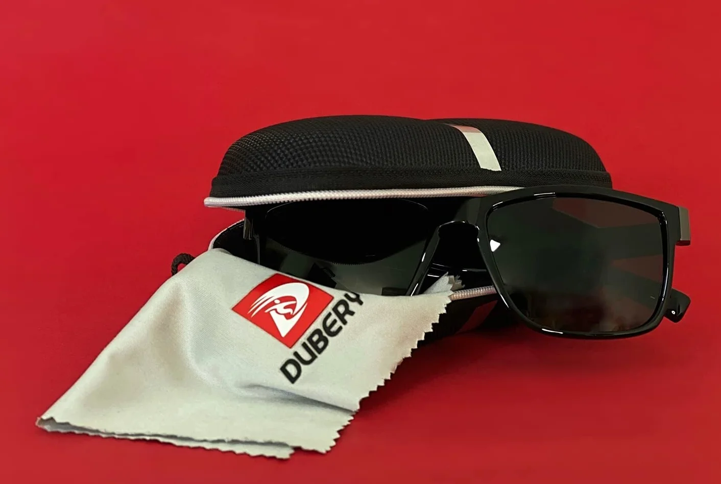 DUBERY Męskie spolaryzowane sportowe okulary przeciwsłoneczne outdoor wyjazd wędkowanie lato okulary czarne czarne D518