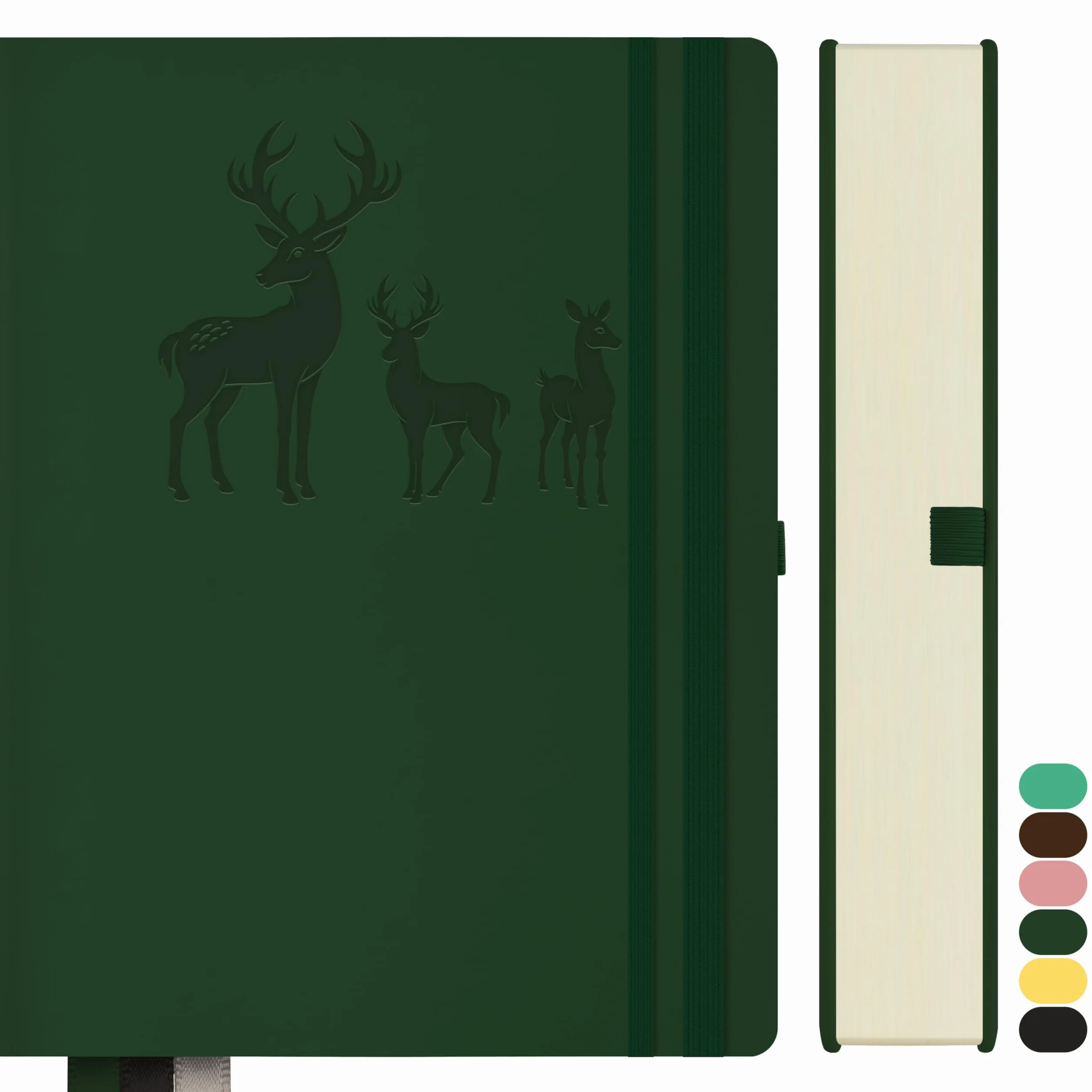 Notatnik A5 w linie, Bullet Journal A5 Gruby notatnik, 360 stron,papier w linie o gramaturze 100 g / m2 dla kobiet, mężczyzn, biurowy pamiętnik szkolny, 14,5 x 21 cm - zielony