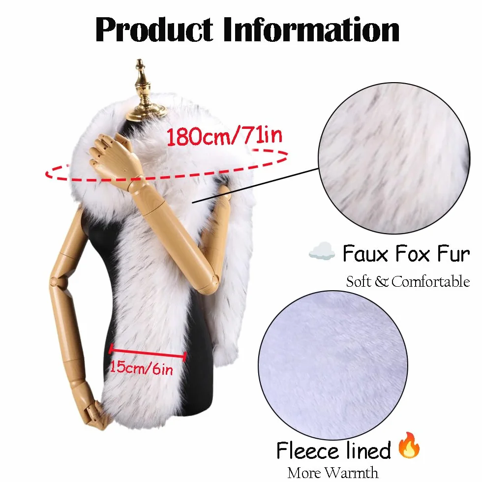 Szalik ze sztucznego futra, damski długi szal futrzany 180 cm, sztuczne futro, kołnierz zimowy, futrzany kołnierz, futrzany kołnierz, futrzany szal do sukni wieczorowej, kurtki, płaszcza