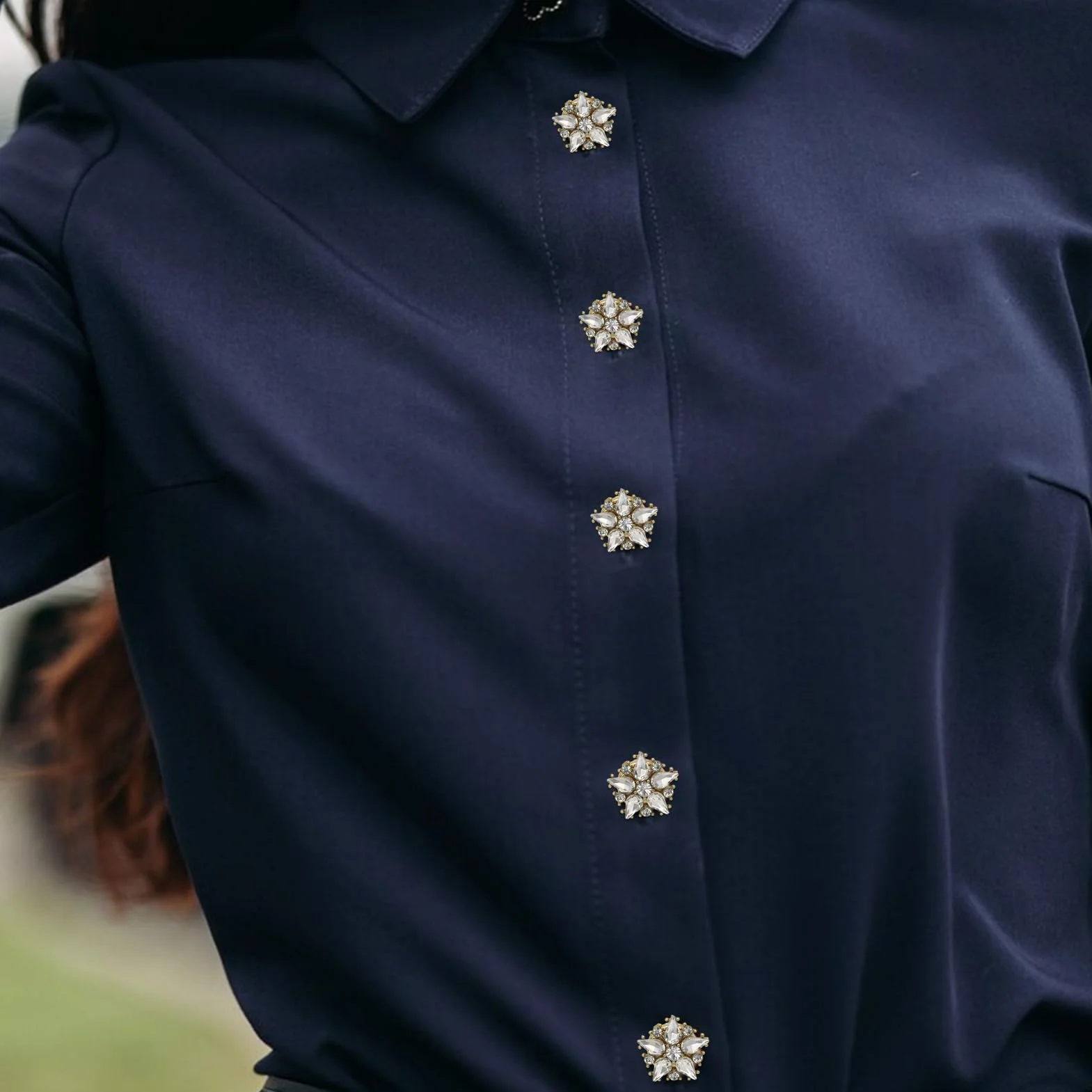Flower Button Covers - Decorative Cufflinks, 6x Size Women Blouses Jeans with Elegant Design, Elegant Shine Covers, Metal Alloy Material, Accessory Button Cover for Weddings Meetings Parties Formal