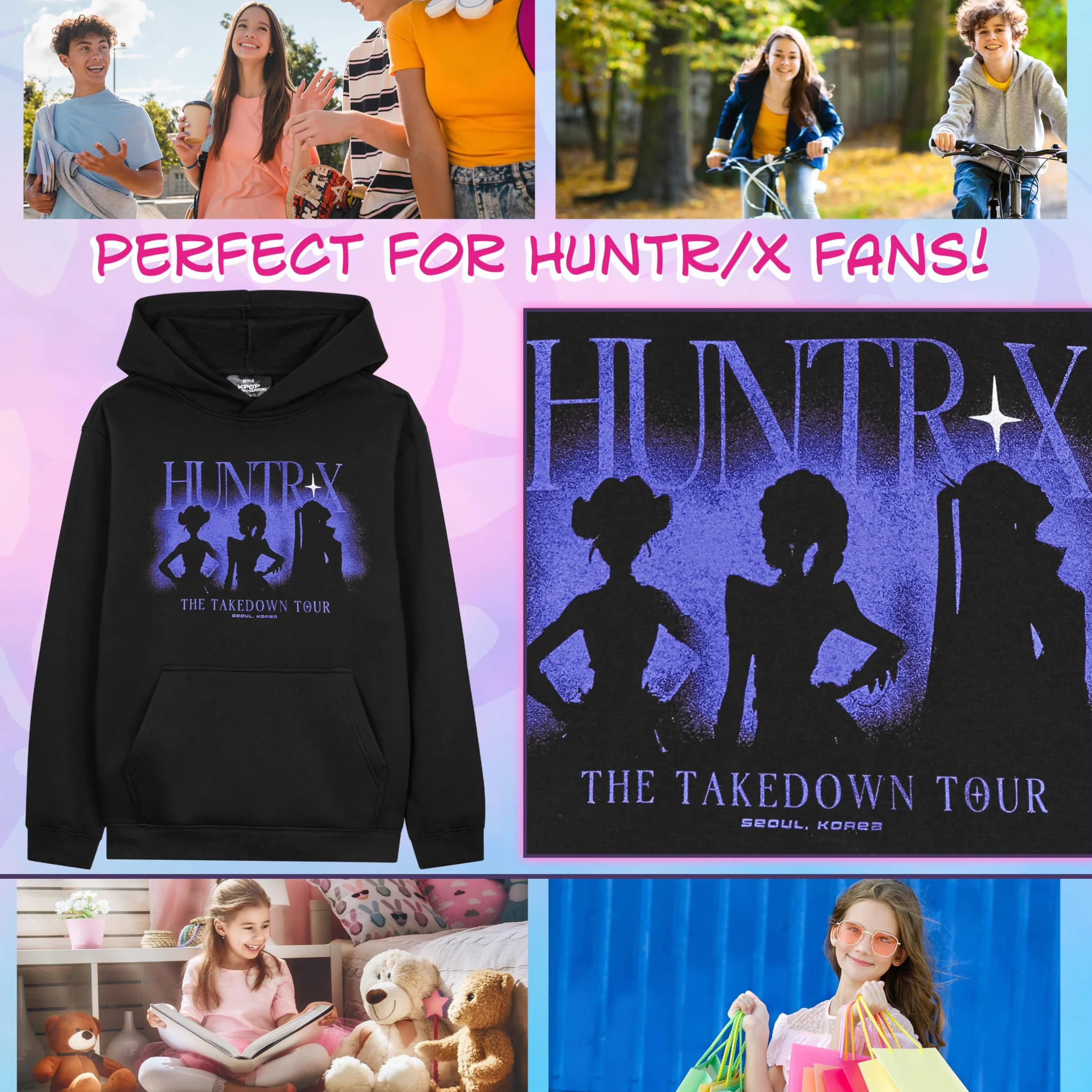 KPop Demon Hunters Bluza z kapturem dla dziewczynek i nastolatków, miękkie bluzy zimowe, Huntrix Saja Boys prezent dla dziewczynki