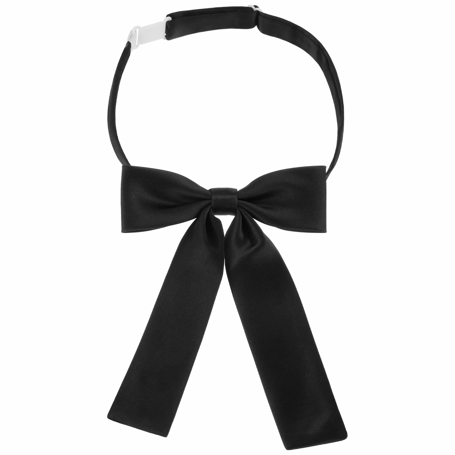 Tucnoeu Wstępnie zawiązana muszka dla kobiet, czarna damska krawat, regulowana kokardka, krawat, nadaje się do mundurów, koszulek, mundurów, odgrywania ról, t-shirtów