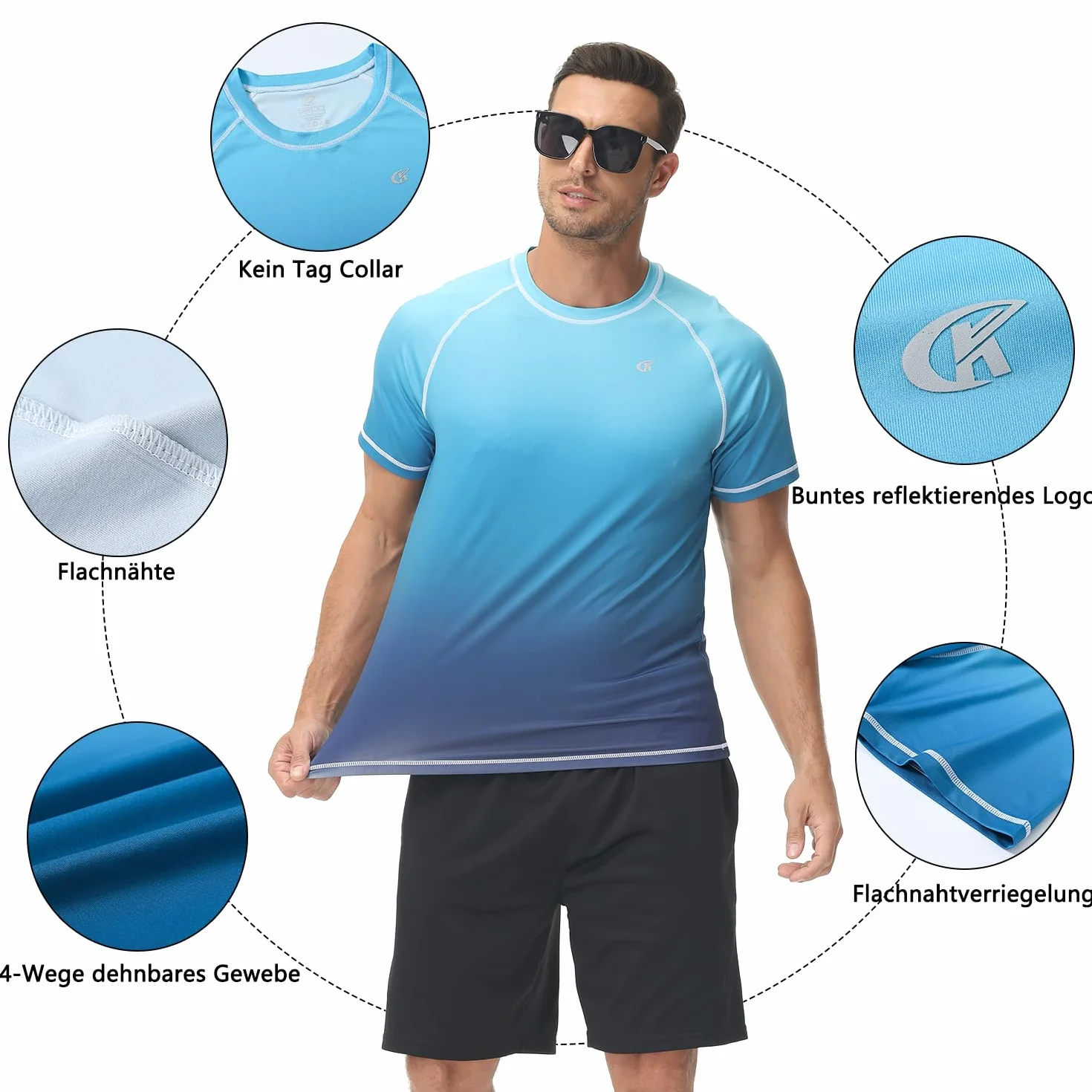 Huayuzh Koszulka męska UV Rashguard, szybkoschnąca, lekka, oddychająca, surfing, wędkowanie, wędrówki, top