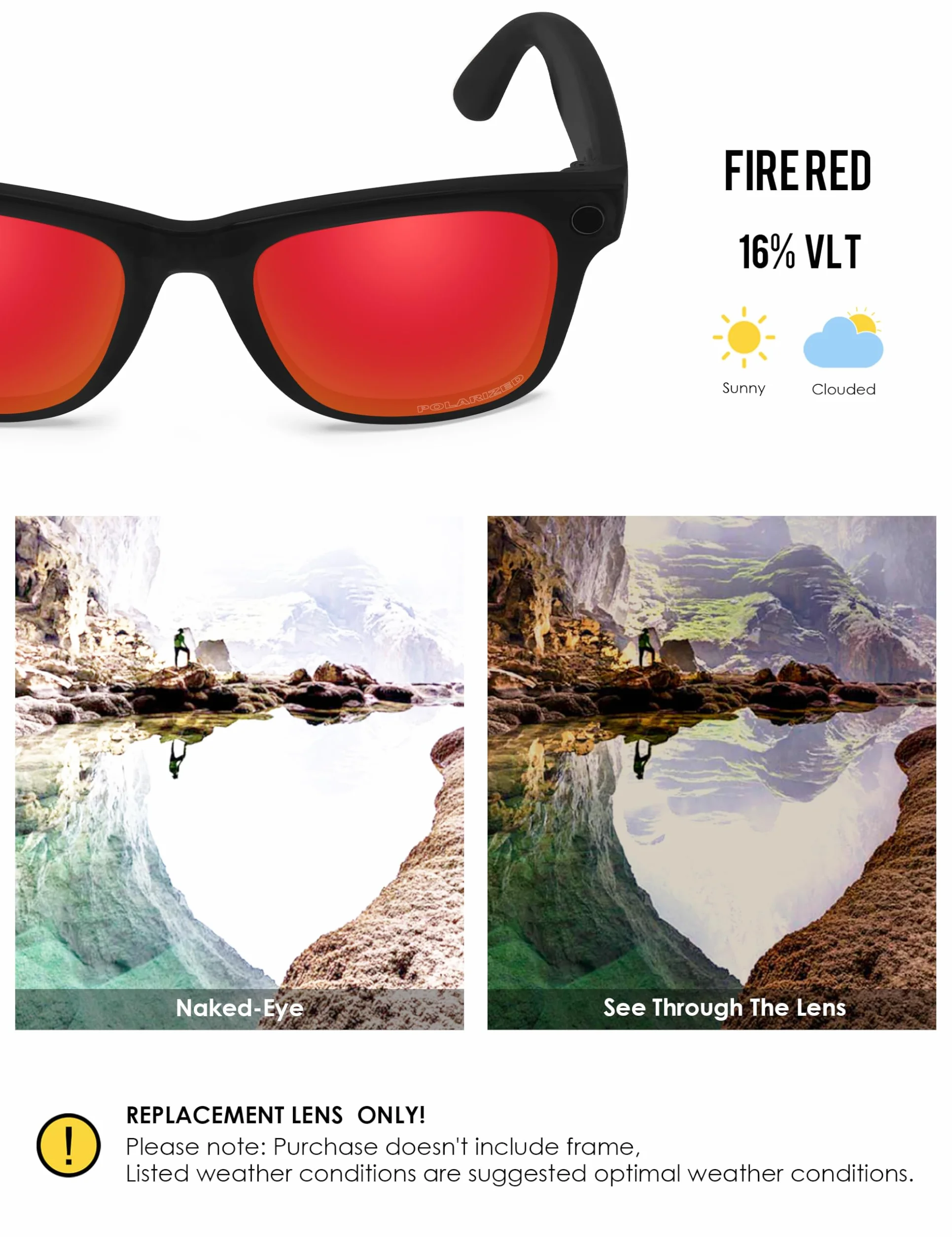 BLAZERBUCK Antysolne fotochromowe i spolaryzowane soczewki zastępcze do RayBan Meta Wayfarer RW4008 53 mm okulary przeciwsłoneczne