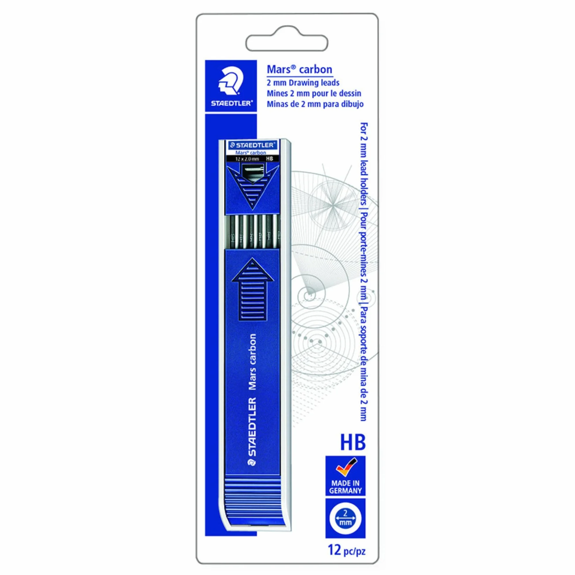 STAEDTLER Mars Carbon 2 mm rdzenie HB stopień 200-HB, 12 szt.