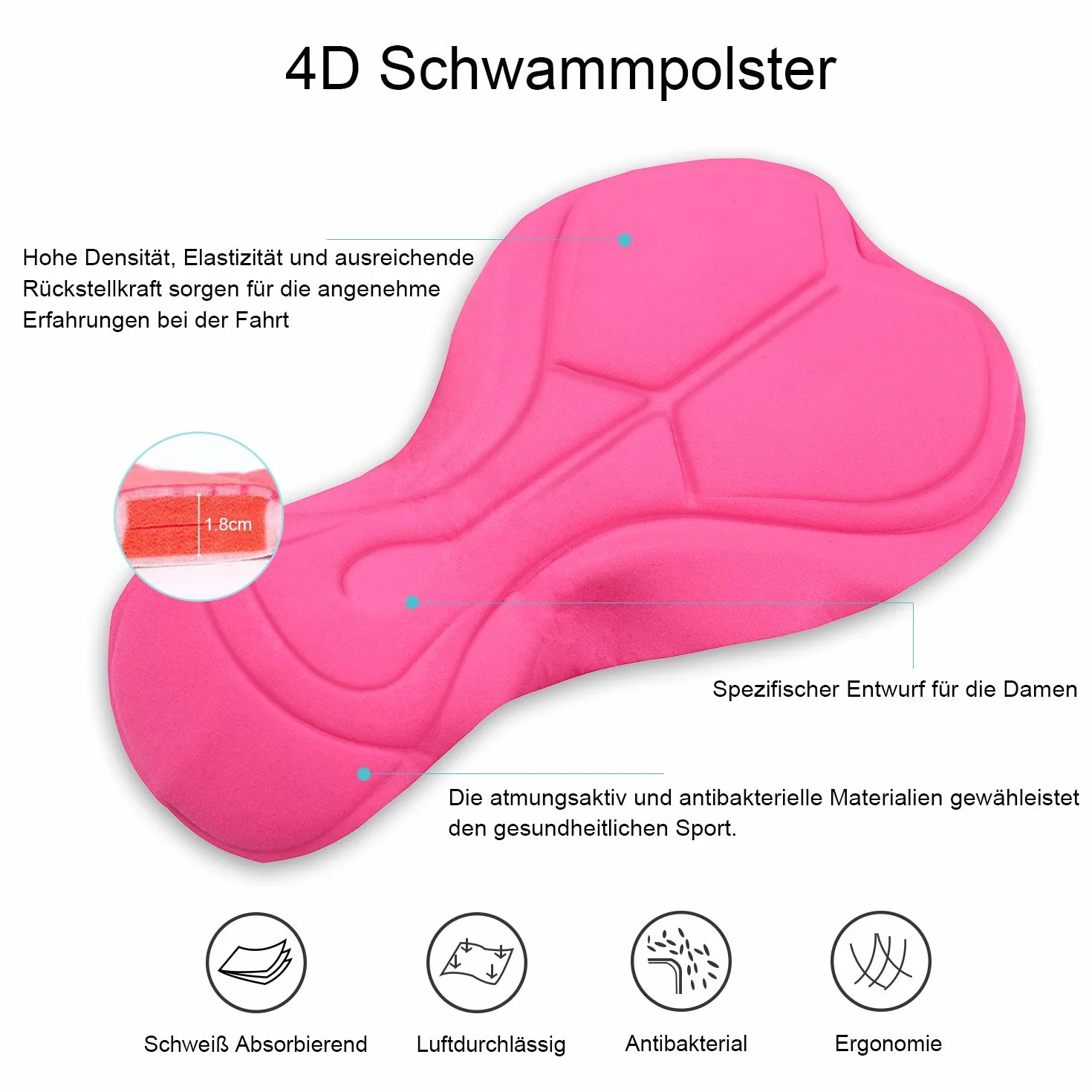 NOOYME Damskie spodenki kolarskie - wyściełane 4D - z kieszenią - elastyczne i oddychające spodenki rowerowe - z dużą i gęstą wyściółką - bezbolesne - szybkoschnące - dla kobiet