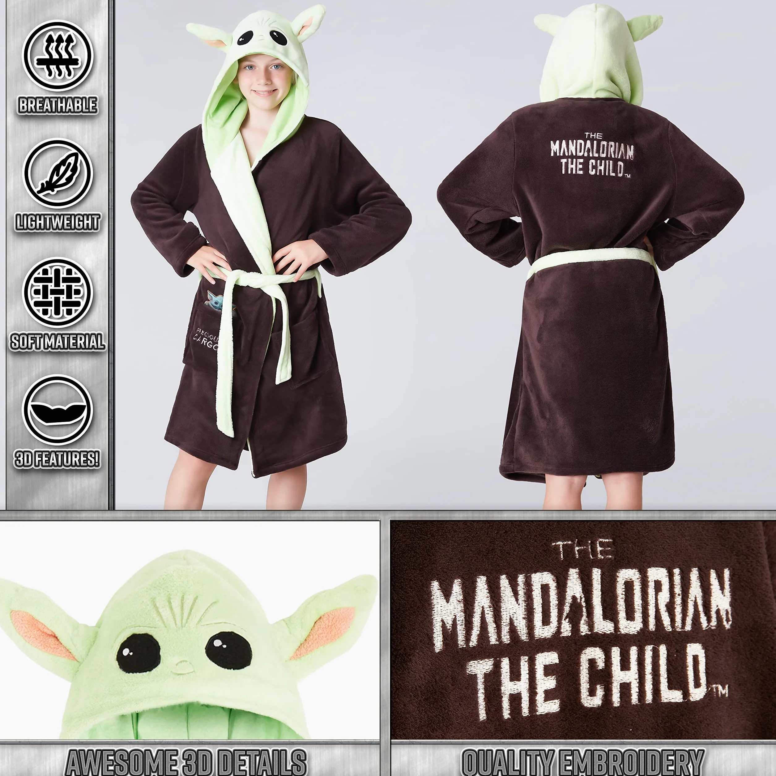Gwiezdne Wojny Baby Yoda szlafrok dla dzieci, Mandalorian, szlafrok dla chłopców