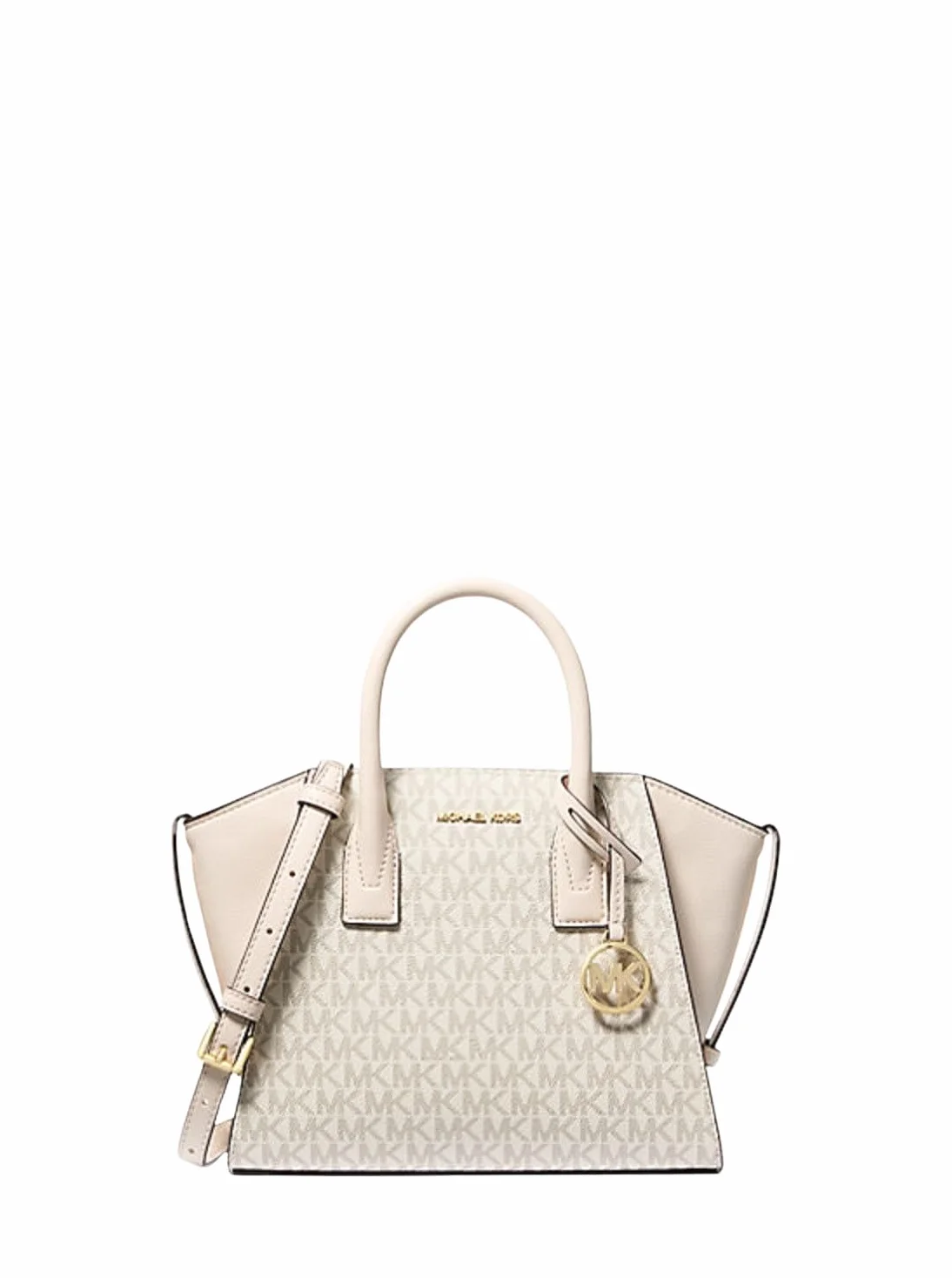 Michael Kors Avril małe logo i skórzana tornister jasny kremowy wielokolorowy, Jasny kremowy Multi, Small