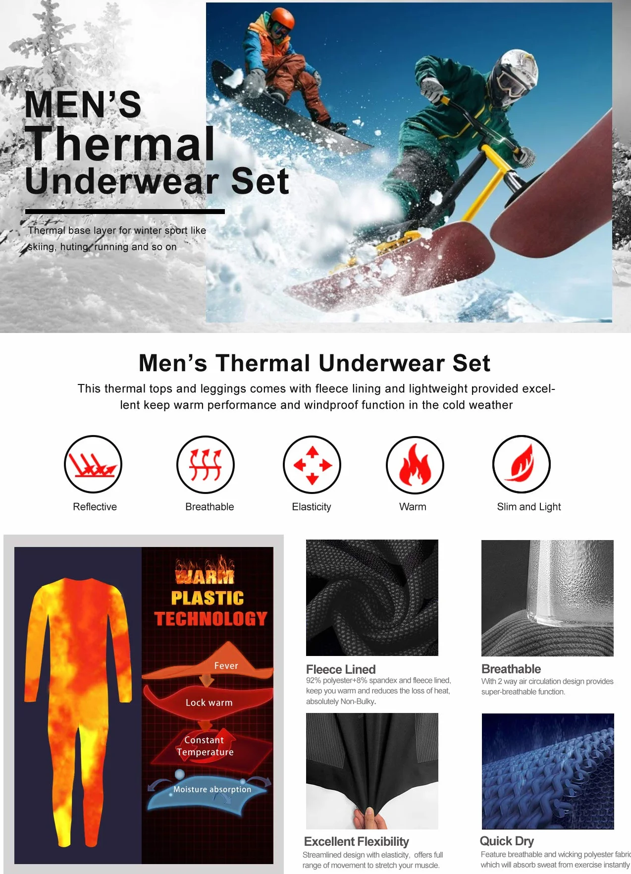 MEETYOO Base Layer Set Mężczyźni men base layer set-U12