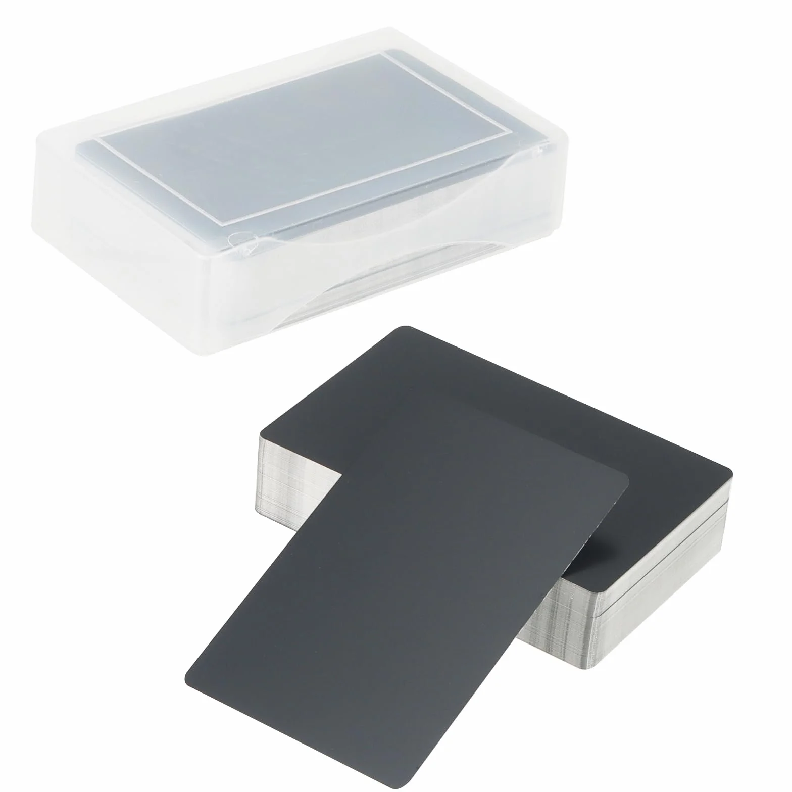 100 sztuk pustych wizytówek, 86 x 54 x 0,21 mm, aluminiowe półfabrykaty, metalowe, czarne, aluminiowe karty do pisania laserowego