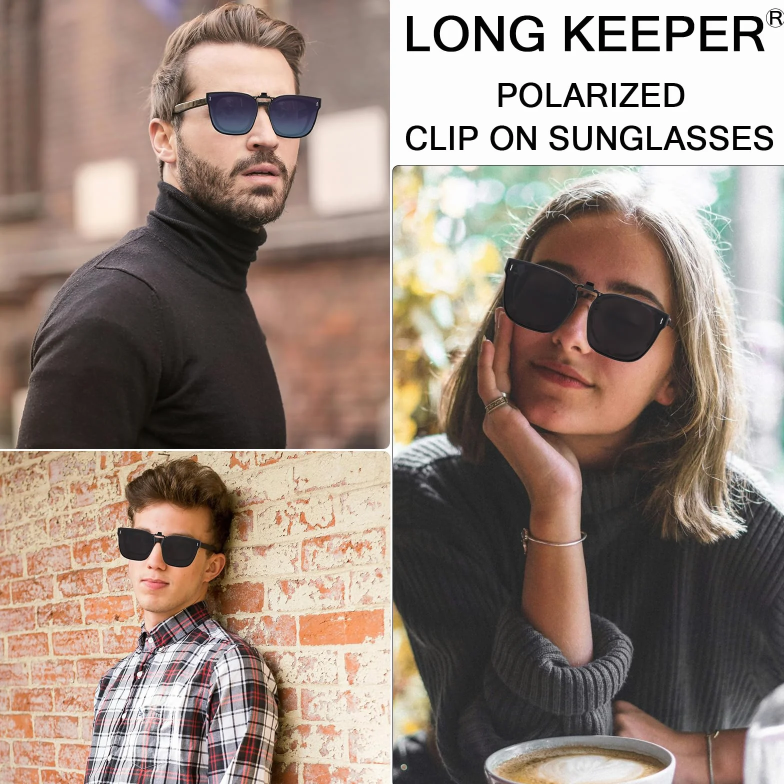 Long Keeper Clip On okulary przeciwsłoneczne z polaryzacją, nakładka na okulary przeciwsłoneczne dla kobiet i mężczyzn, do zakładania na klips z ochroną UV400