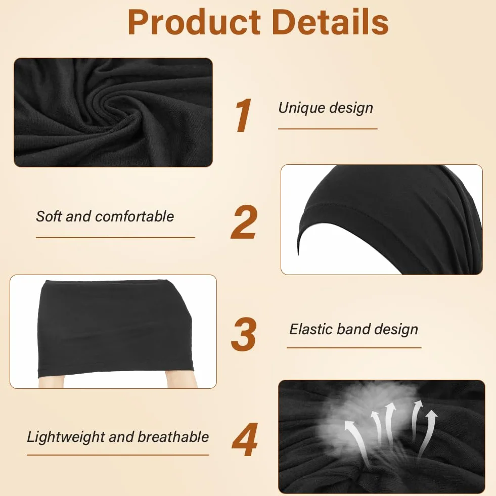 Czapka chemio, elegancka czapka turban dla kobiet, czapka z chemioterapią dla kobiet, czapka na wypadanie włosów, czapka z nadrukiem bandany do chemioterapii, Czarny nadruk