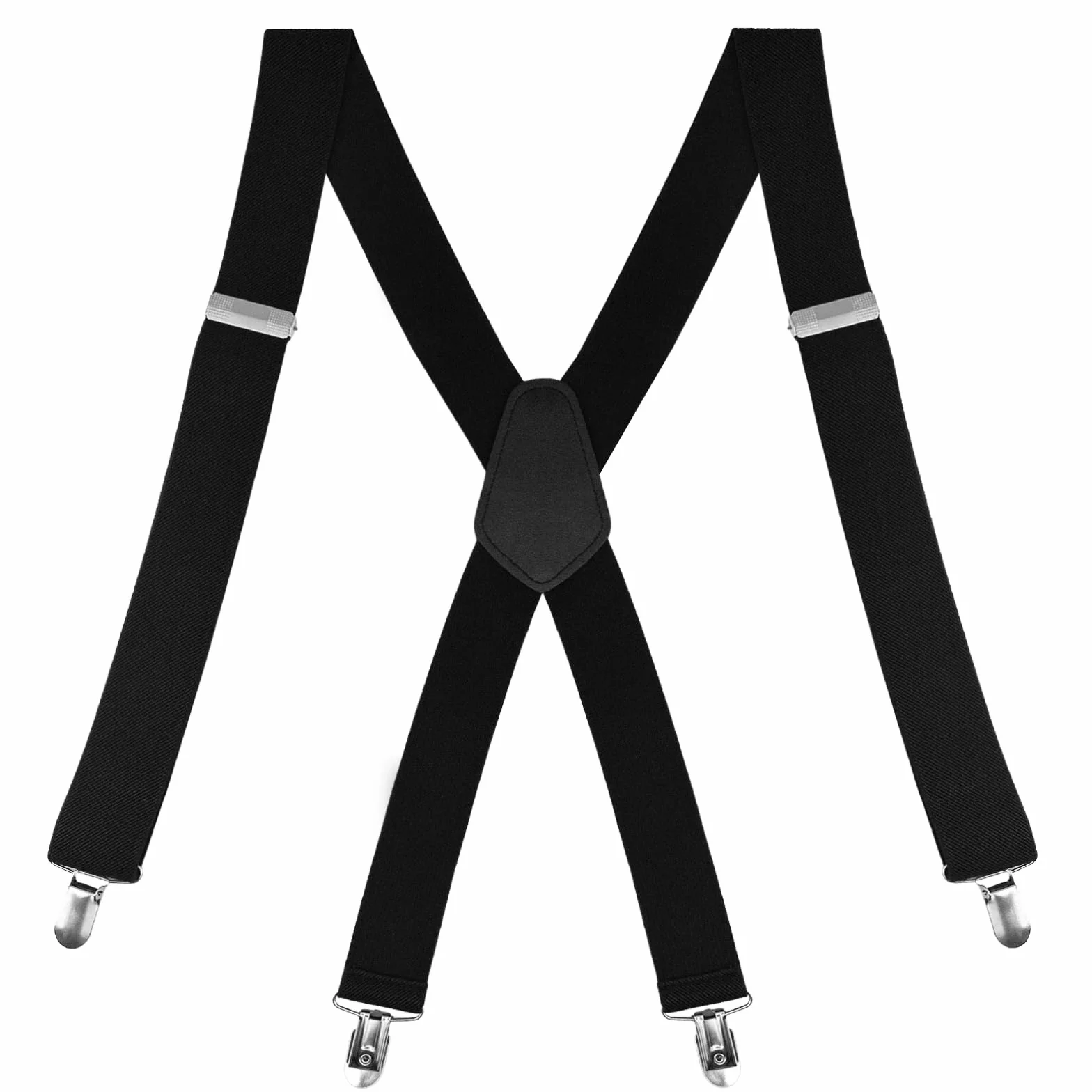 Nutabevr Męskie szelki, regulowane elastyczne szelki X paski o szerokości 3,5 cm, zakres regulacji długość 70-110 cm, z 4 bardzo mocnymi metalowymi klipsami, jeden rozmiar (czarny), Czarny (Black), L