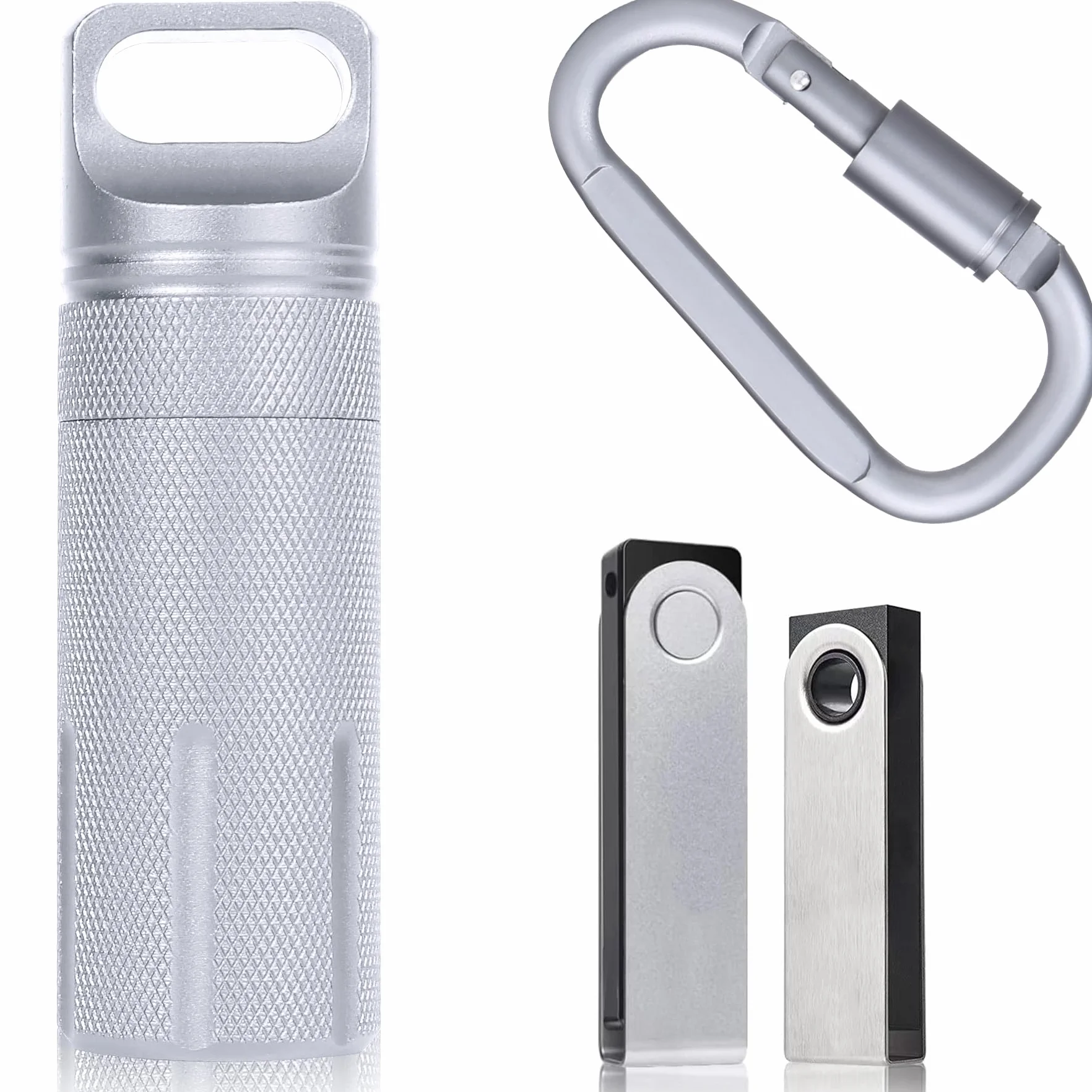 Aenllosi Etui Ledger Nano - pasuje do portfela sprzętowego Nano S/X/S Plus - stop aluminium, ognioodporne i wodoodporne - Ochronne przechowywanie zimnego portfela do kryptowalut.., Srebrny, Portfel,