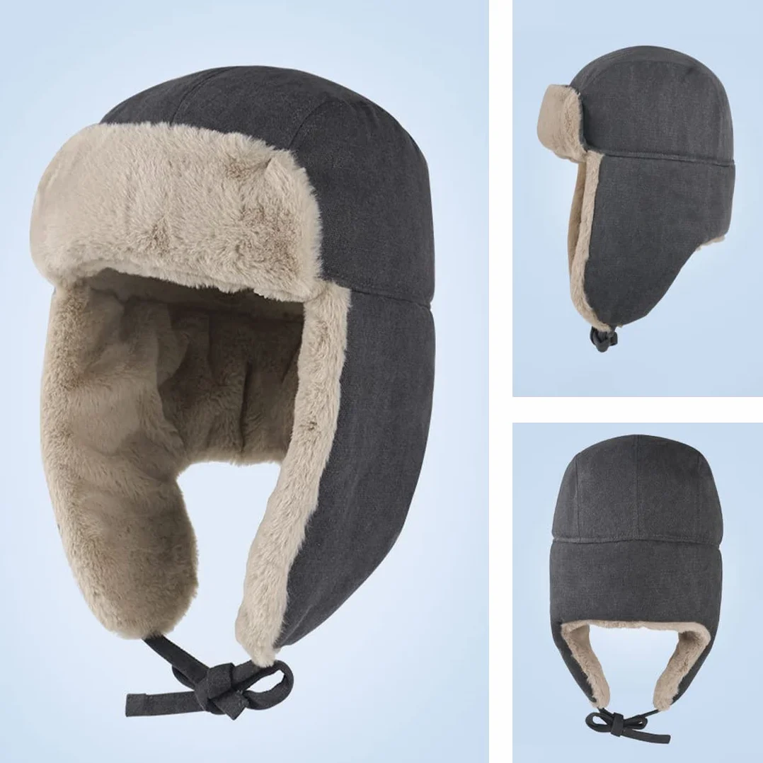Gisdanchz Czapka zimowa czapka lotnicza Rosjanie czapka Ushanka Chapka wiatroszczelna czapka z nausznikami, czarny, 54-56