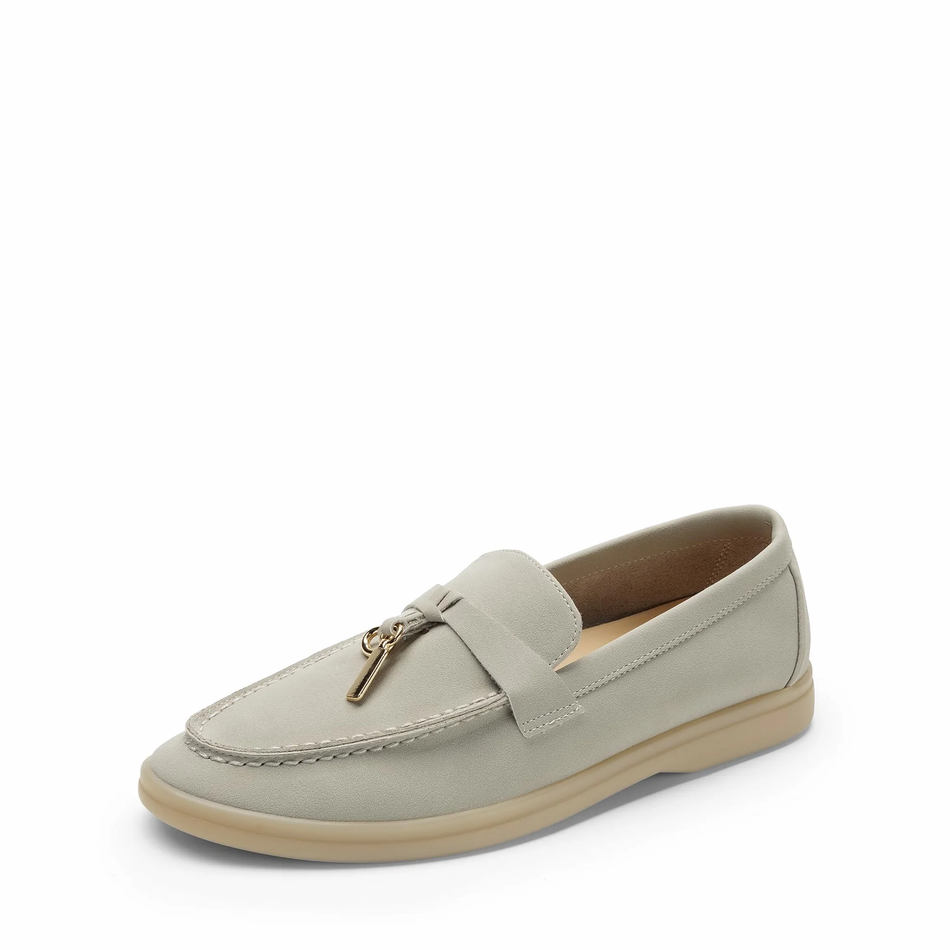 DREAM PAIRS Damskie wsuwane modne mokasyny do sukienki Wokr, jasnoszary, 41 EU