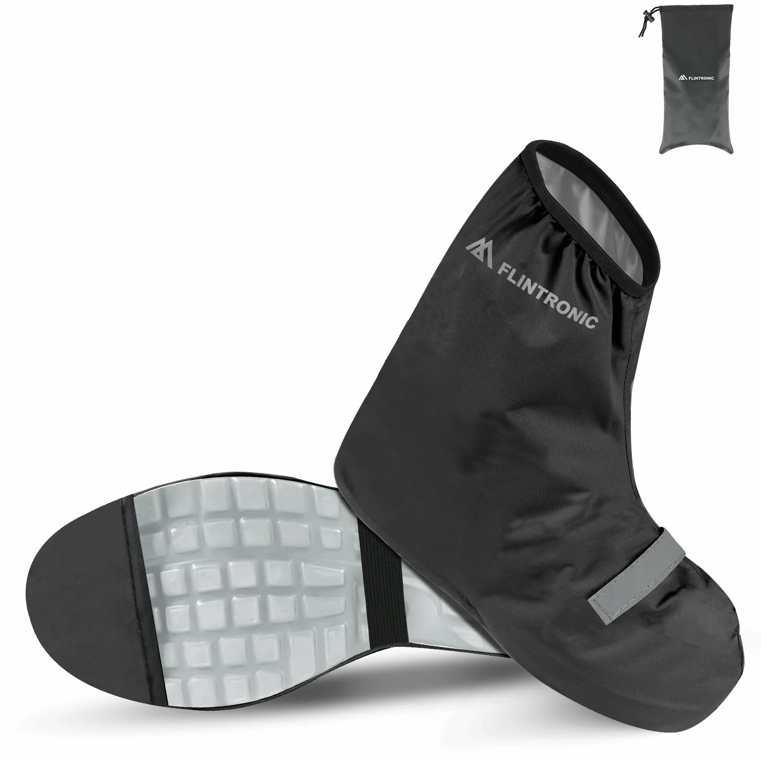flintronic Wodoodporne pokrowce na buty, antypoślizgowe, wielokrotnego użytku, ochraniacze na buty rowerowe, regulowane ochraniacze na buty z odblaskami, do jazdy na motocyklu, jazdy na rowerze,